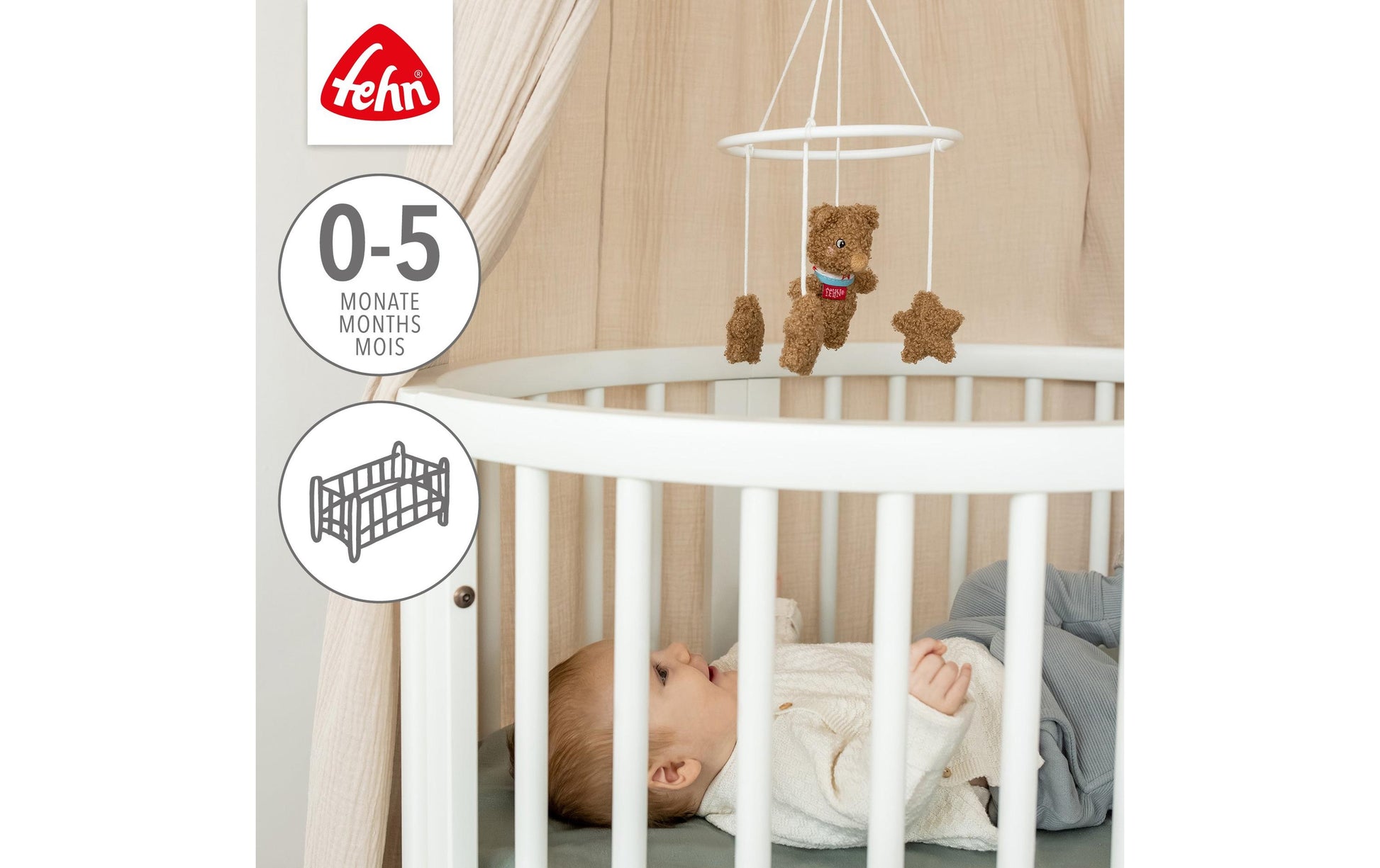 Fehn Mobile – 18 × 18 × 4 cm – Plüsch & Polyester, braun