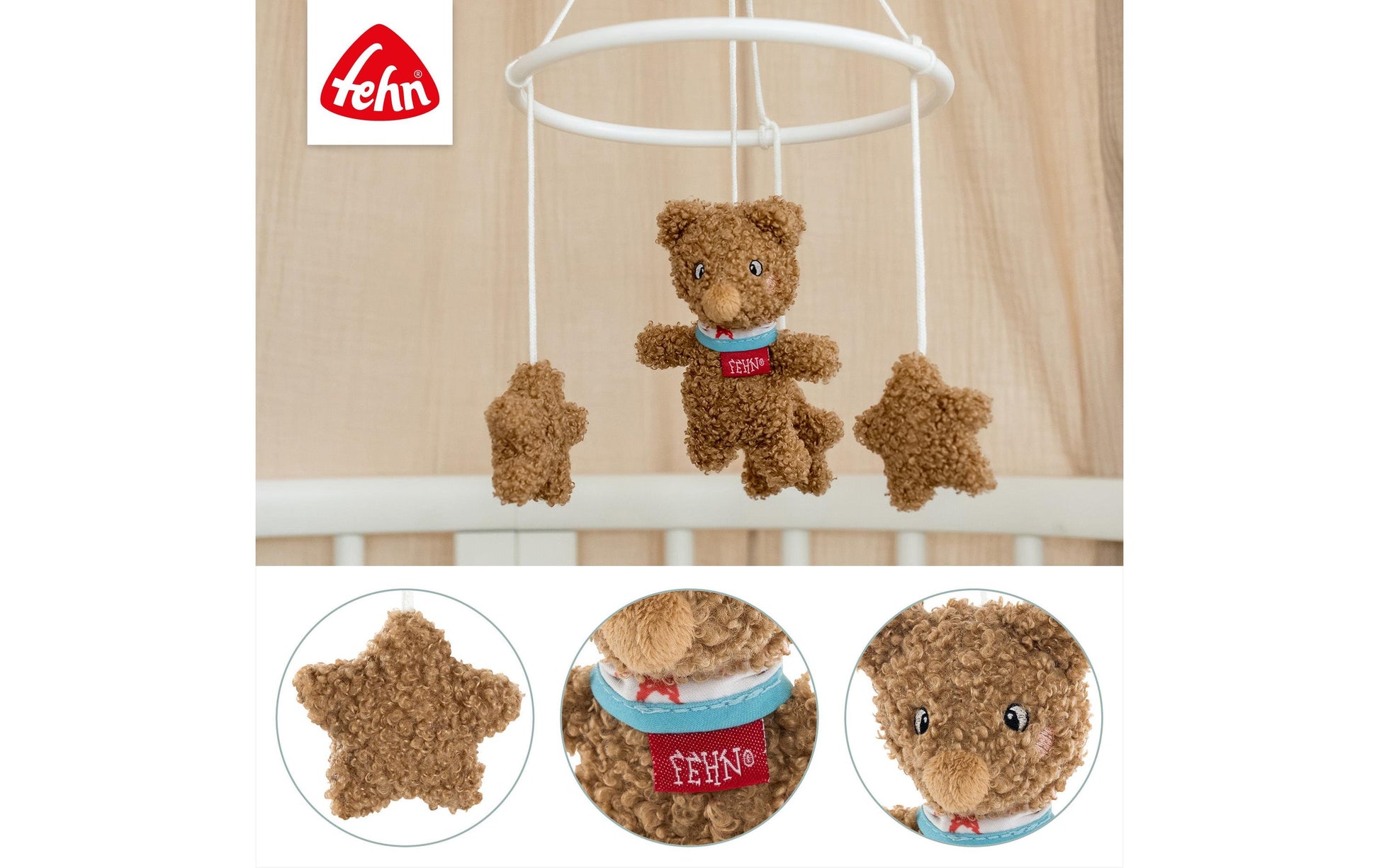 Fehn Mobile – 18 × 18 × 4 cm – Plüsch & Polyester, braun
