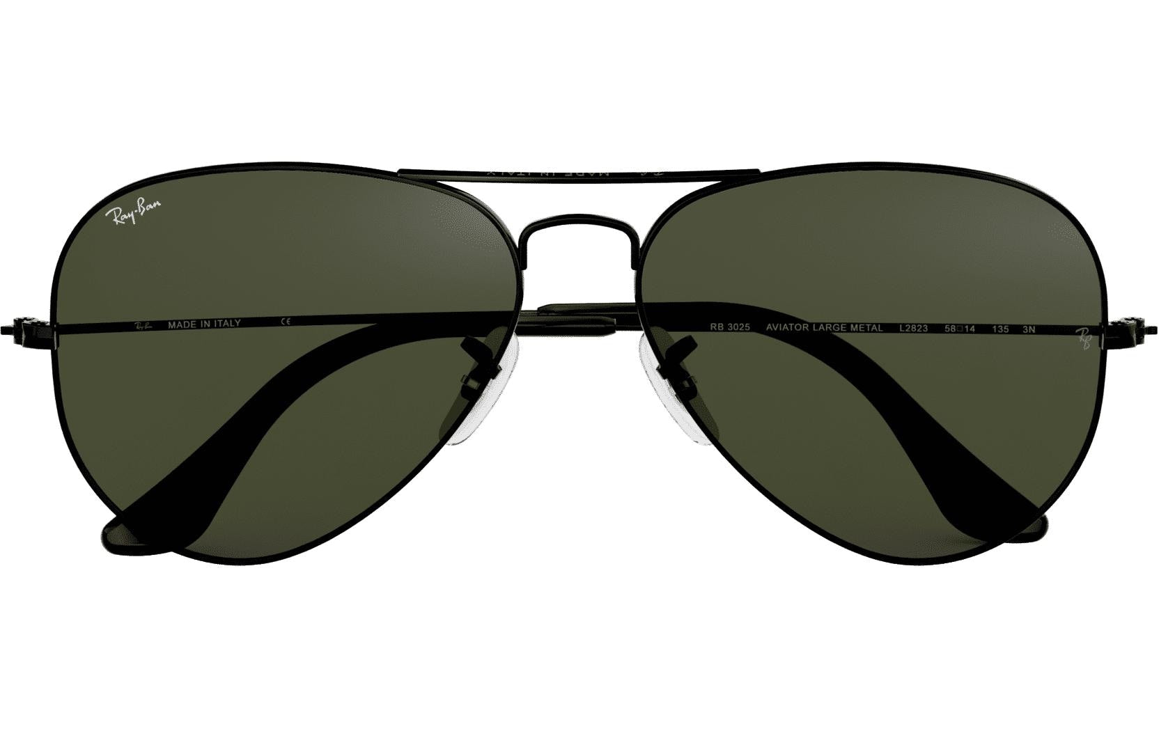 Ray-Ban Sonnenbrille Aviator Large Metal RB3025 – Dunkelgrüne Gläser, UV-Schutz, Metall, Kategorie 3