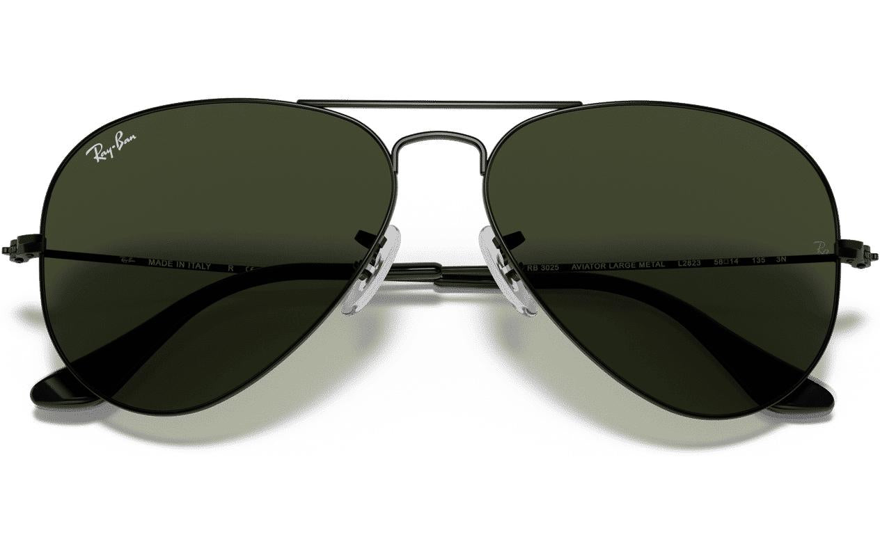 Ray-Ban Sonnenbrille Aviator Large Metal RB3025 – Dunkelgrüne Gläser, UV-Schutz, Metall, Kategorie 3