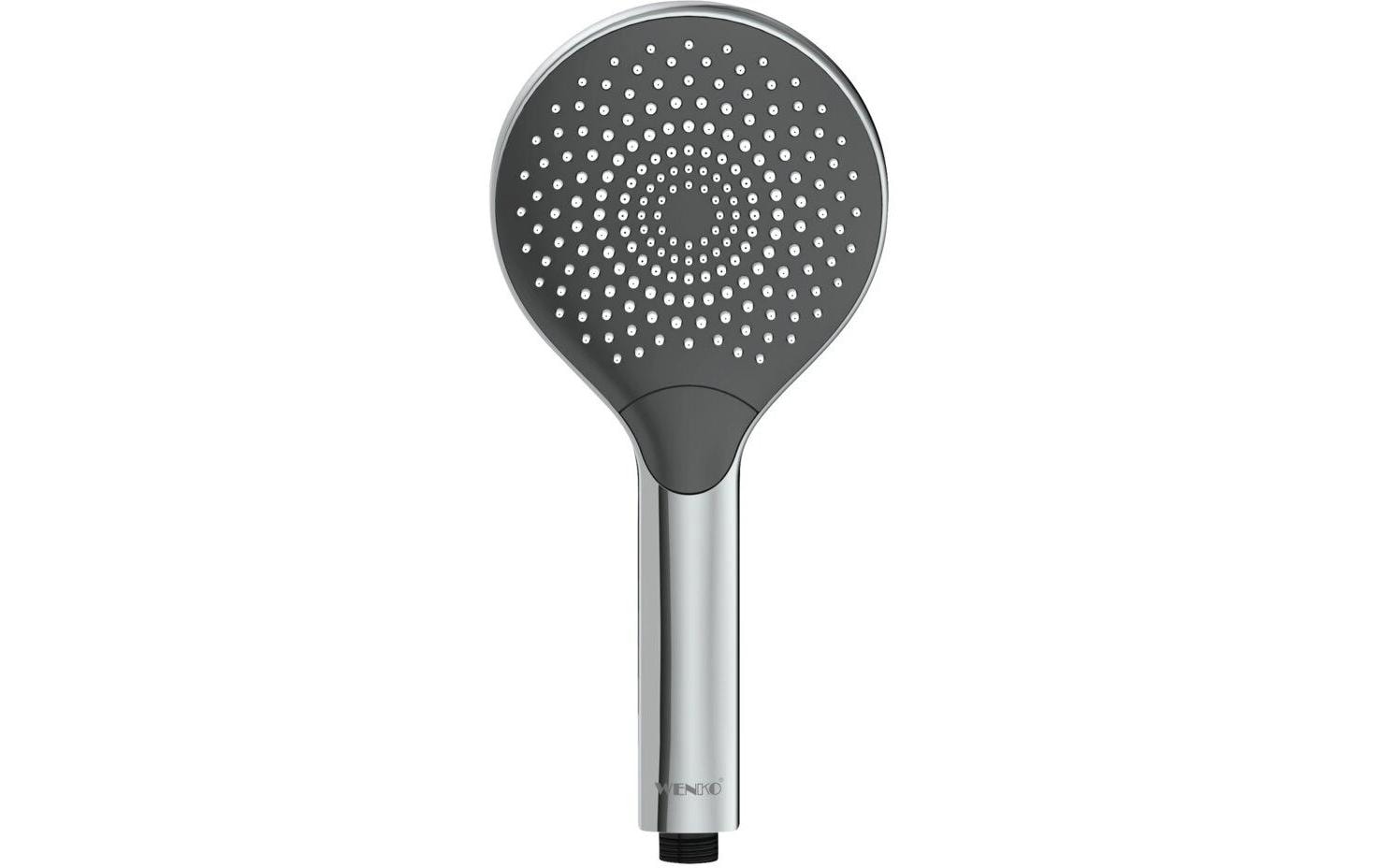 Wenko Handbrause – Ø12 cm, ABS, 3 Strahlarten, wassersparend, Chrom/Grau