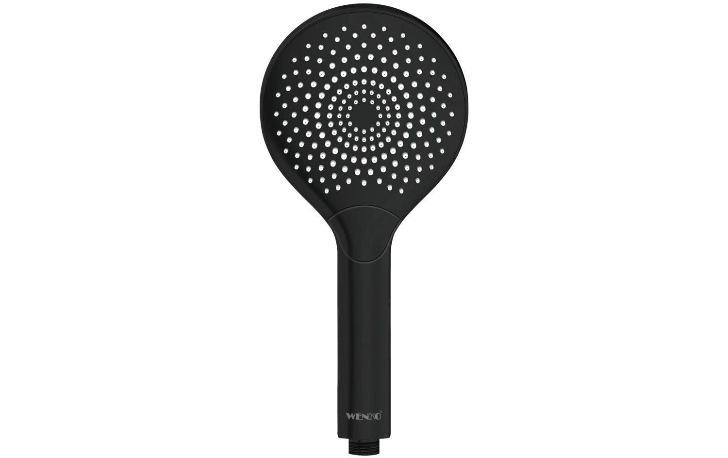 Wenko Handbrause – ABS, Ø12 cm, schwarz matt, 3 Strahlarten, für 1/2"-Anschlüsse, wassersparend