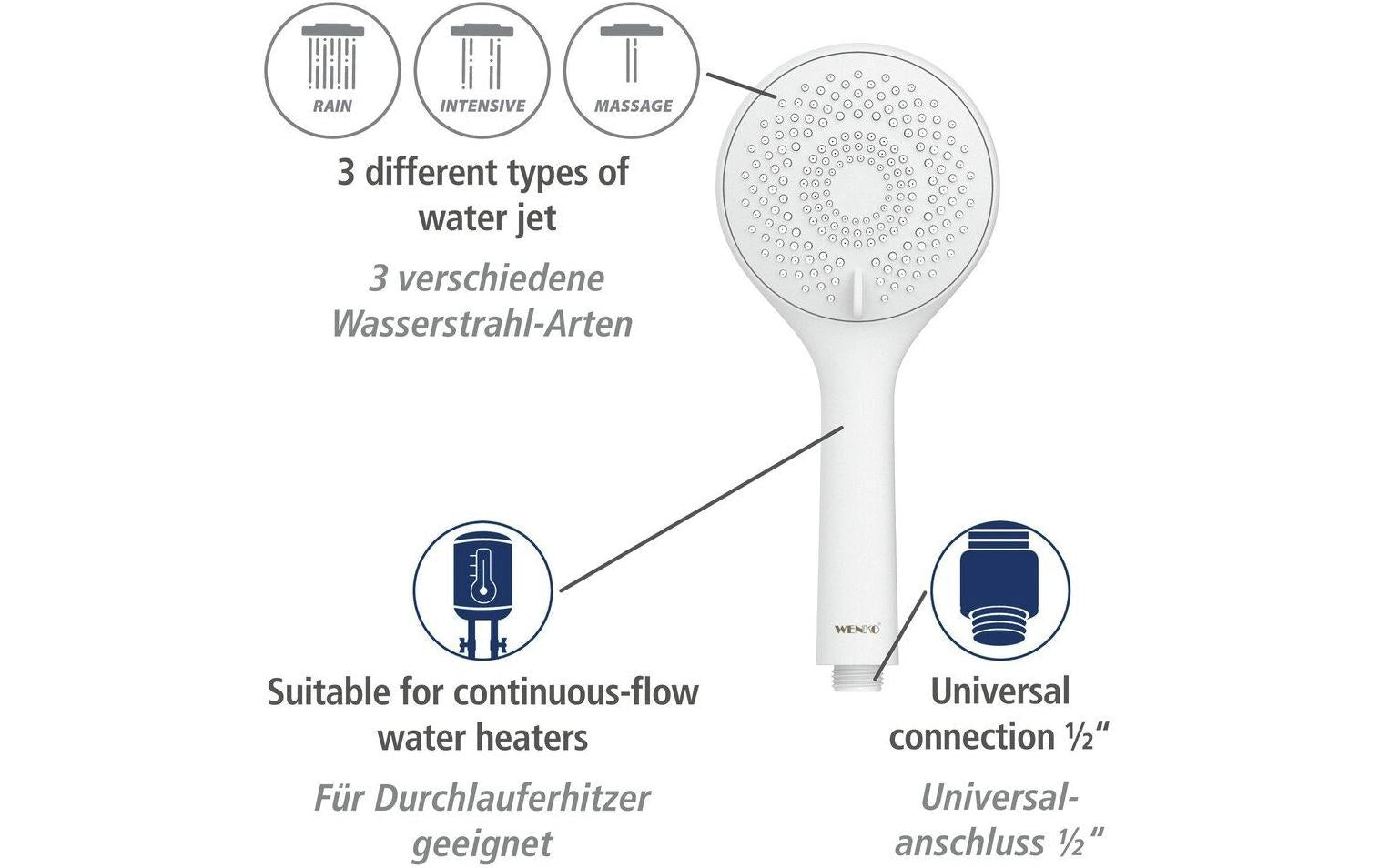 Wenko Badebatterie (Unterputz) – Einhebelmischer, Edelstahl, Weiss