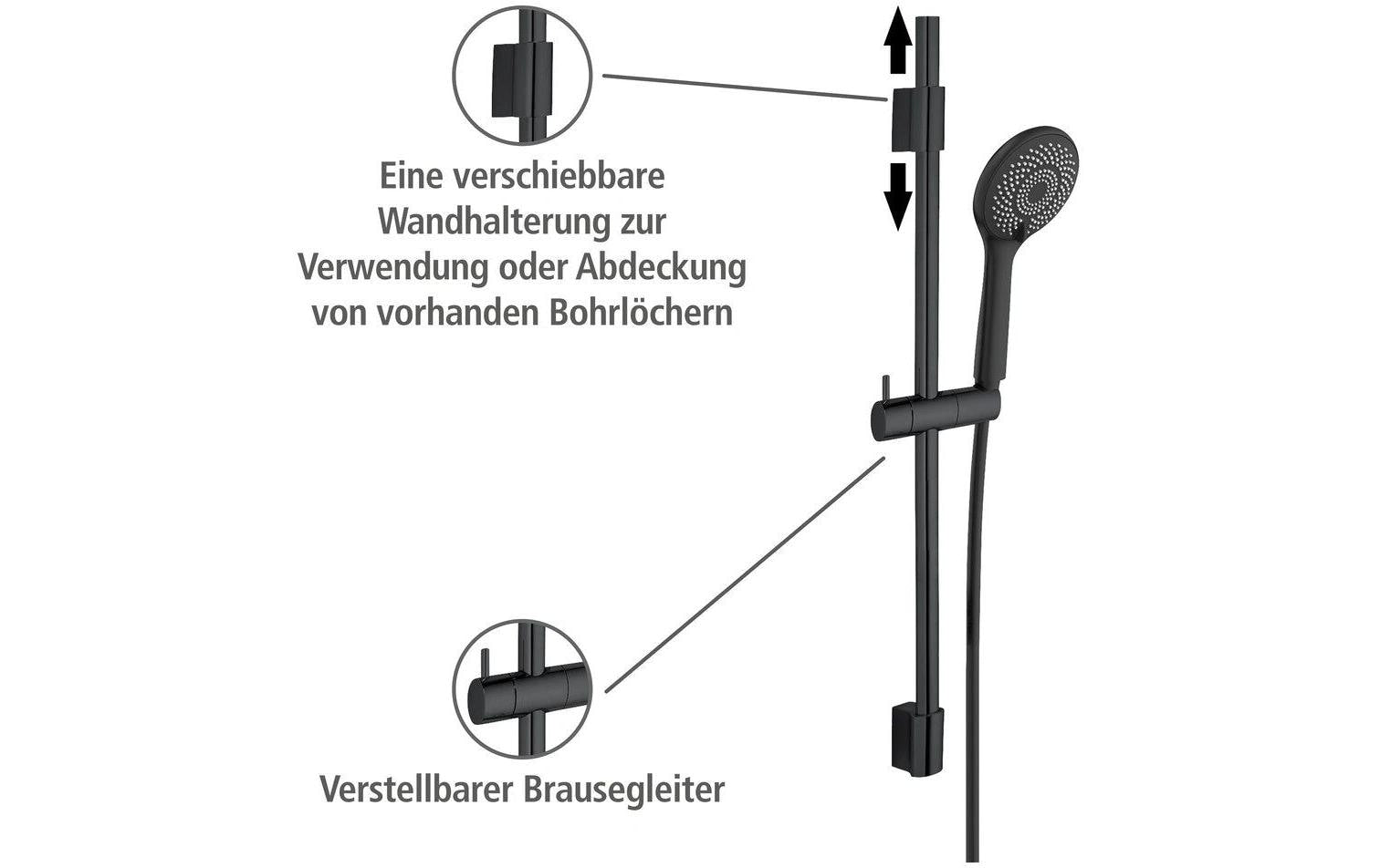Wenko Badebatterie (Unterputz) – Einhebelmischer, Edelstahl, Schwarz