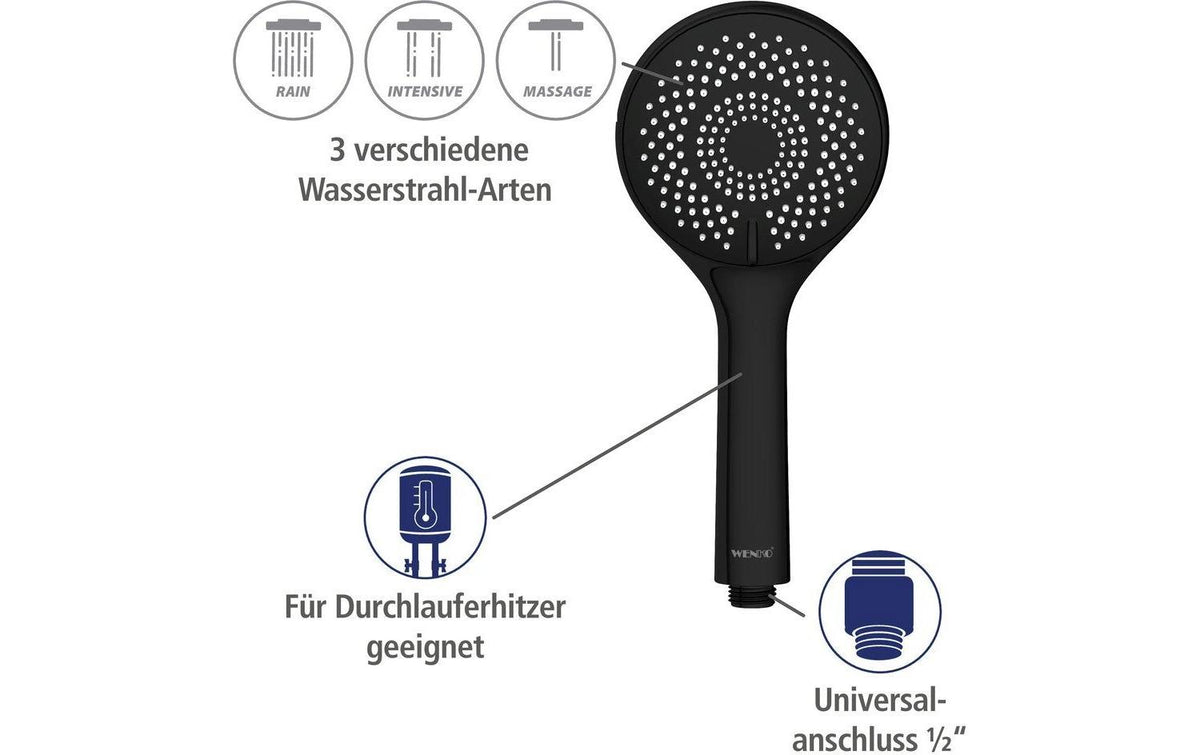Wenko Badebatterie (Unterputz) – Einhebelmischer, Edelstahl, Schwarz