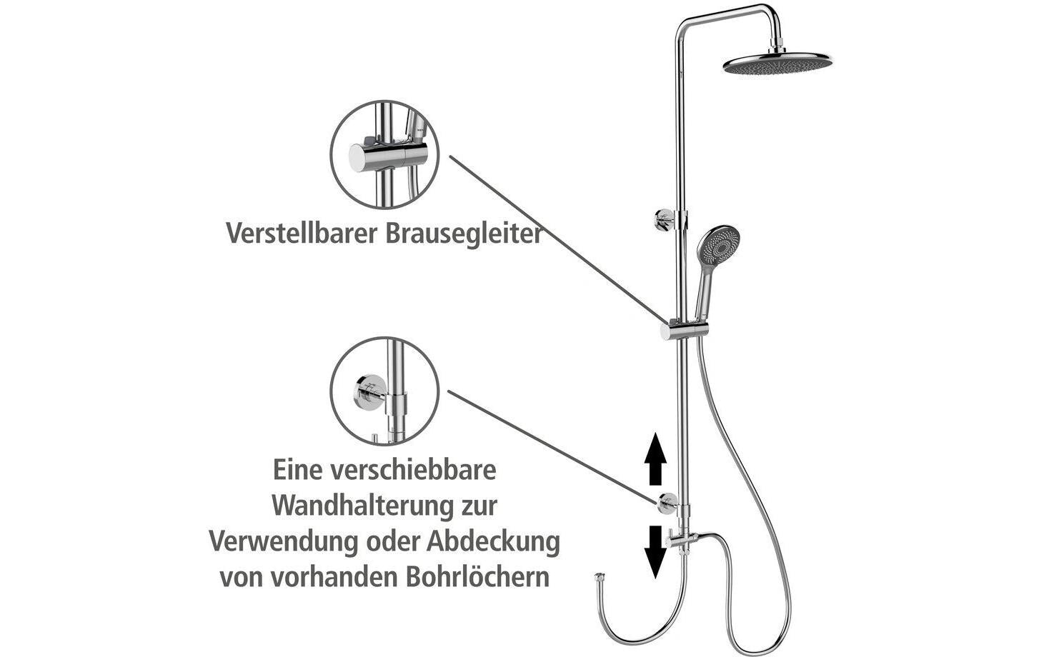 Wenko Badebatterie (Unterputz) Watersaving – Einhebelmischer, 150 cm Schlauchlänge, Edelstahl, Chrom