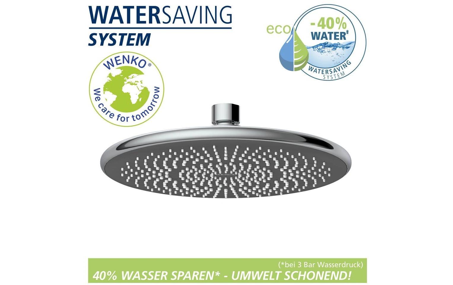 Wenko Regendusche – 22,5 cm, ABS, für 1/2"-Anschluss, Chrom/Grau