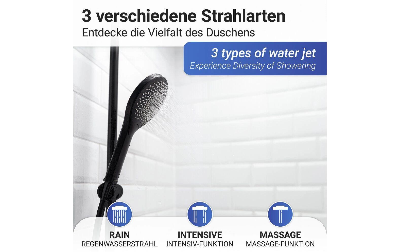Wenko Duschkopf (Handbrause) – Ø11 cm, ABS, für 1/2"-Anschluss, Schwarz matt