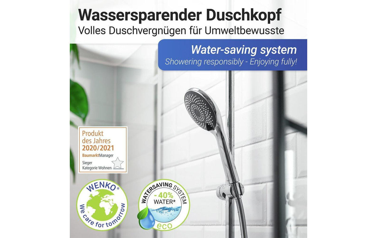 Wenko Handbrause – ABS, Ø11 cm, Anschluss 1/2", Grau