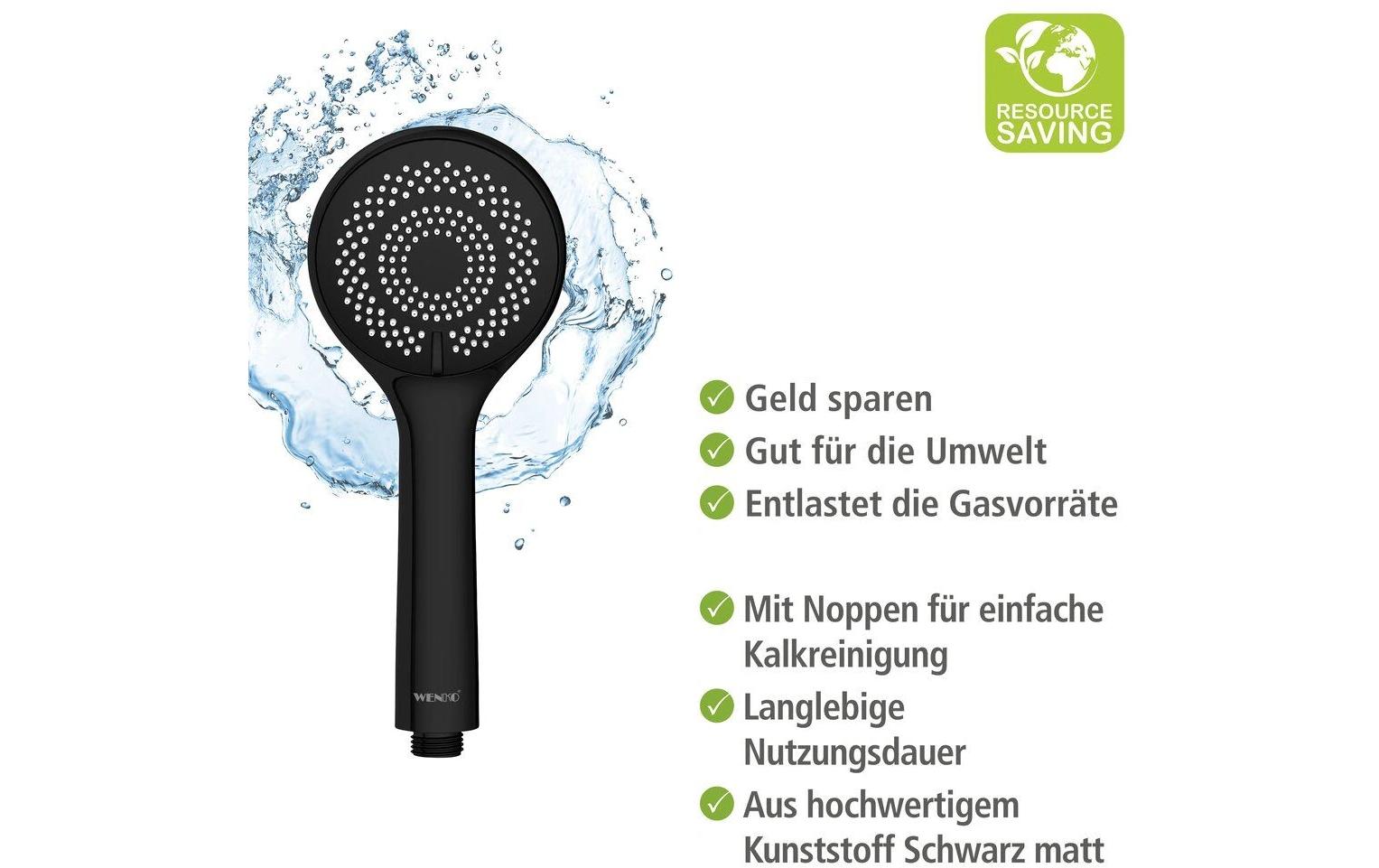 Wenko Handbrause – Ø9,5 cm, ABS, Schwarz matt
