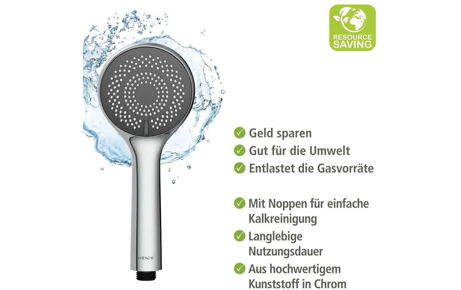 Wenko Handbrause – Ø9,6 cm, ABS, Anschluss 1/2", silber glänzend