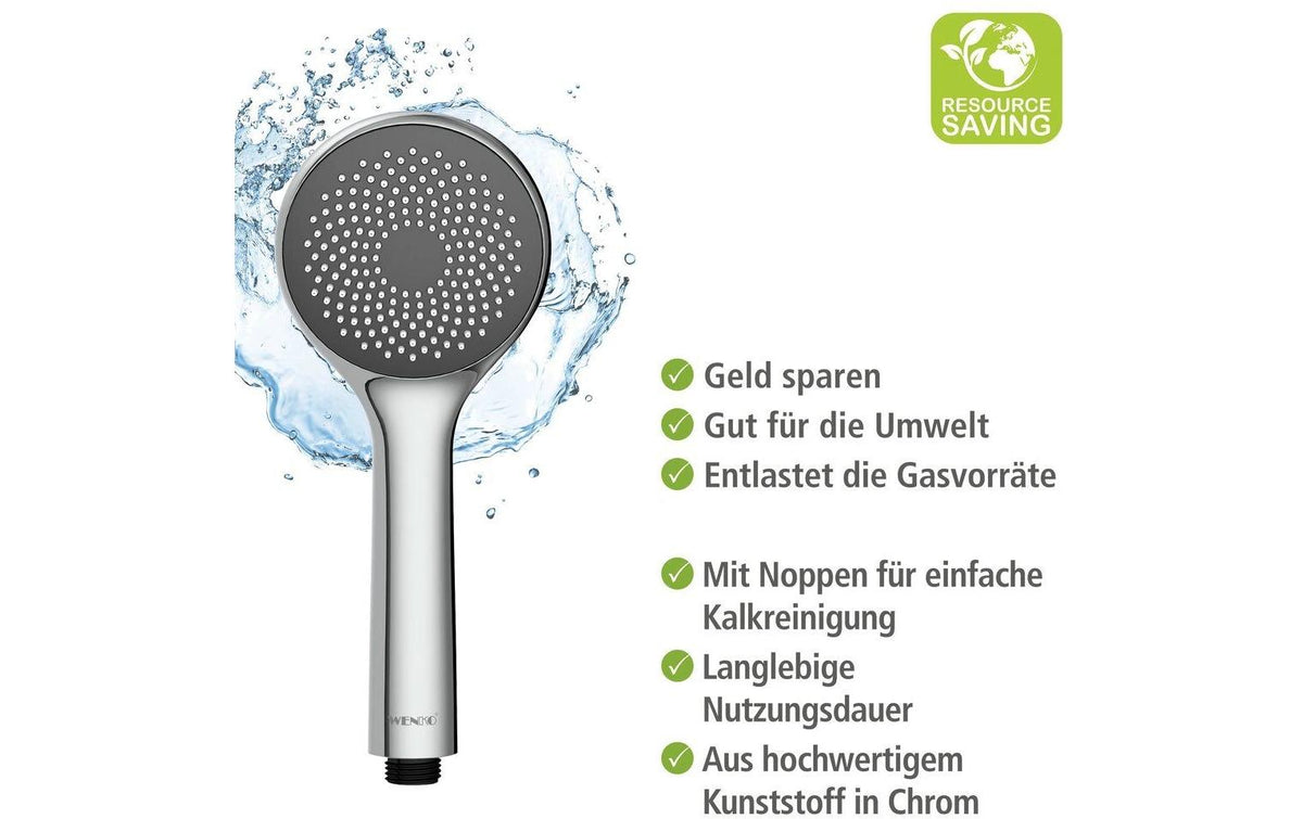 Wenko Handbrause – Ø9,6 cm, ABS, für 1/2" Anschluss, Silber
