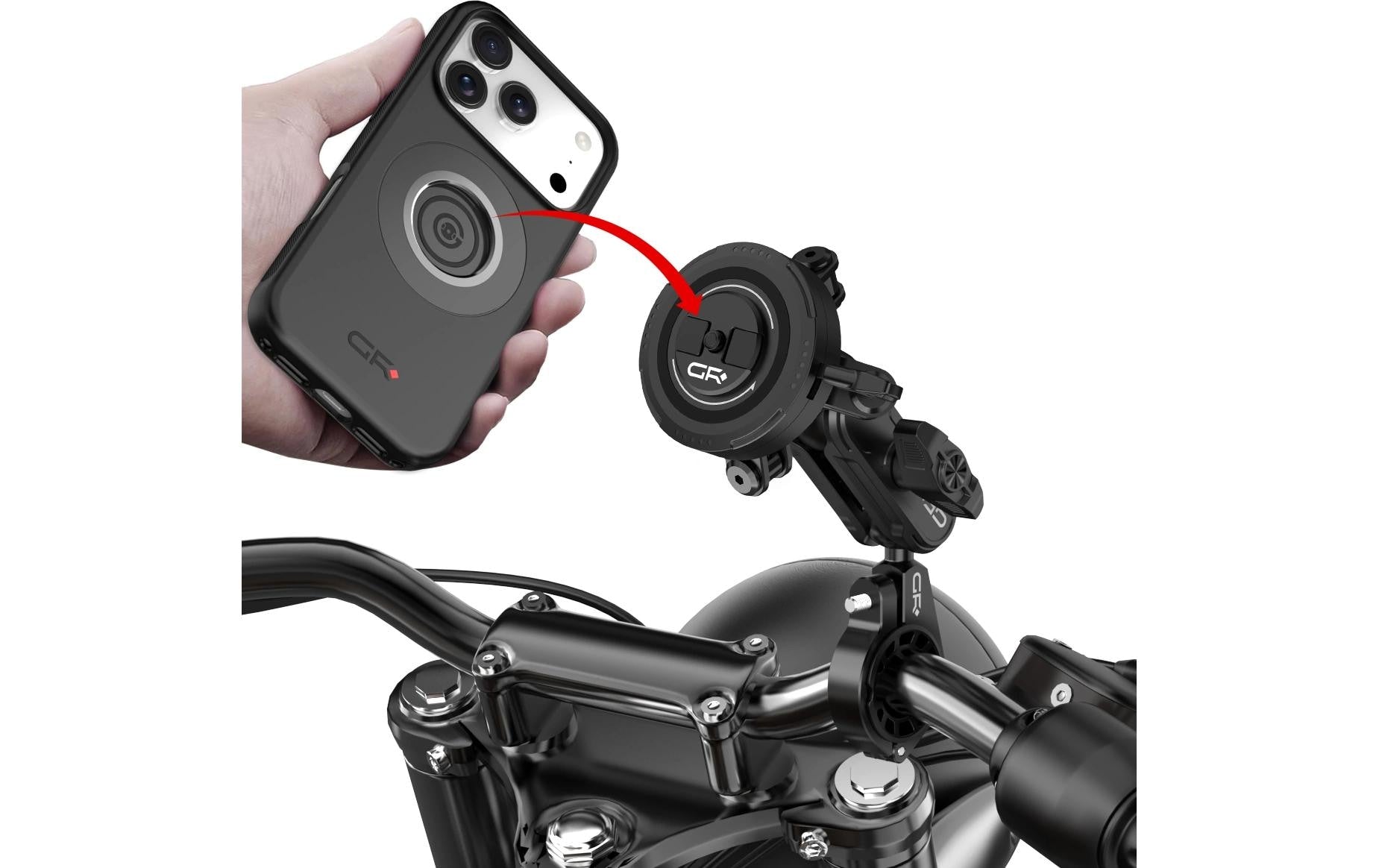 Grxplore GR-MT6 – Fahrrad-/Motorrad-Halterung – 360°-Drehung, magnetisch – Lenker – für Smartphones