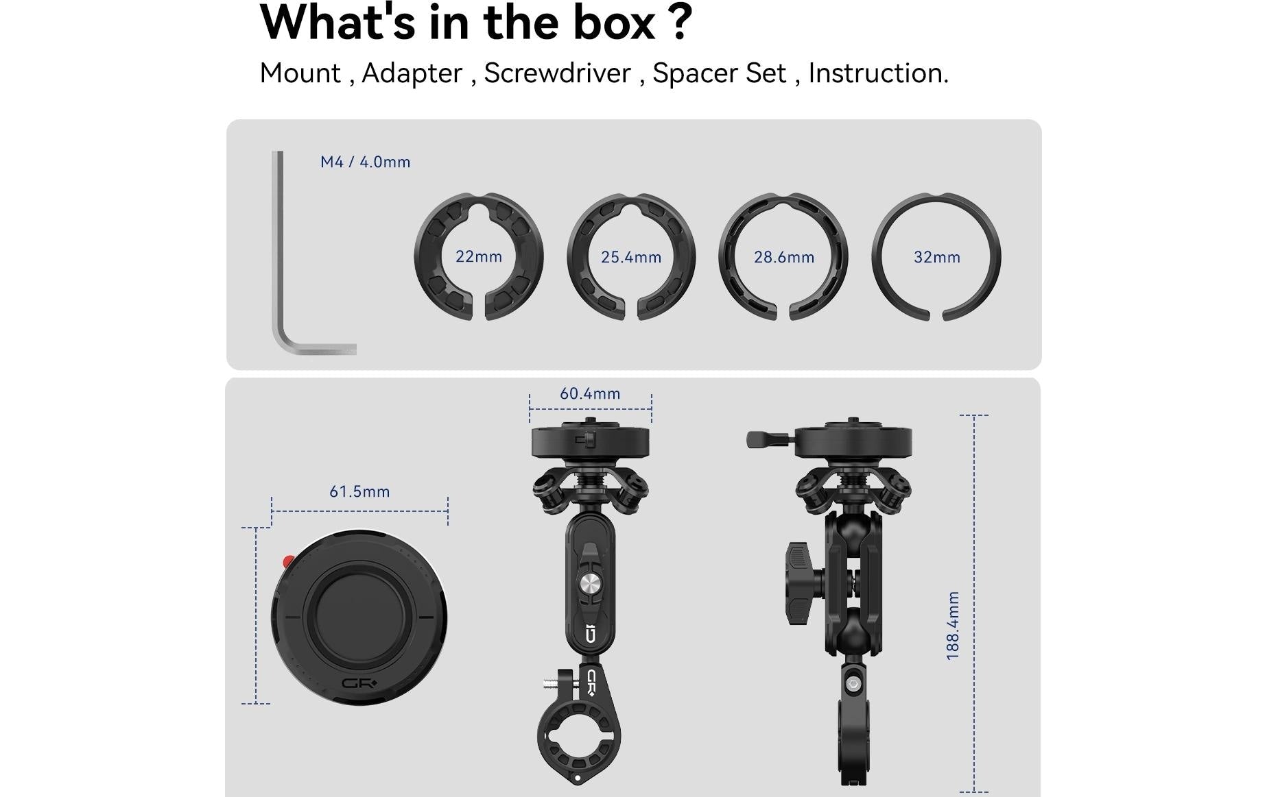 Grxplore GR-MT6 – Fahrrad-/Motorrad-Halterung – 360°-Drehung, magnetisch – Lenker – für Smartphones