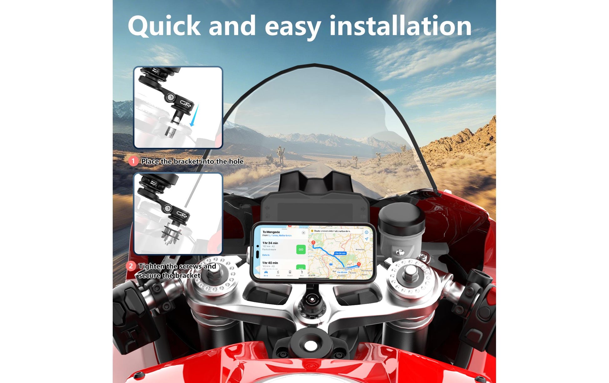 Grxplore GR-MT7 – Fahrrad-/Motorrad-Halterung – Magnetisch, kabelloses Laden – Lenker/Vorbau – Schwarz