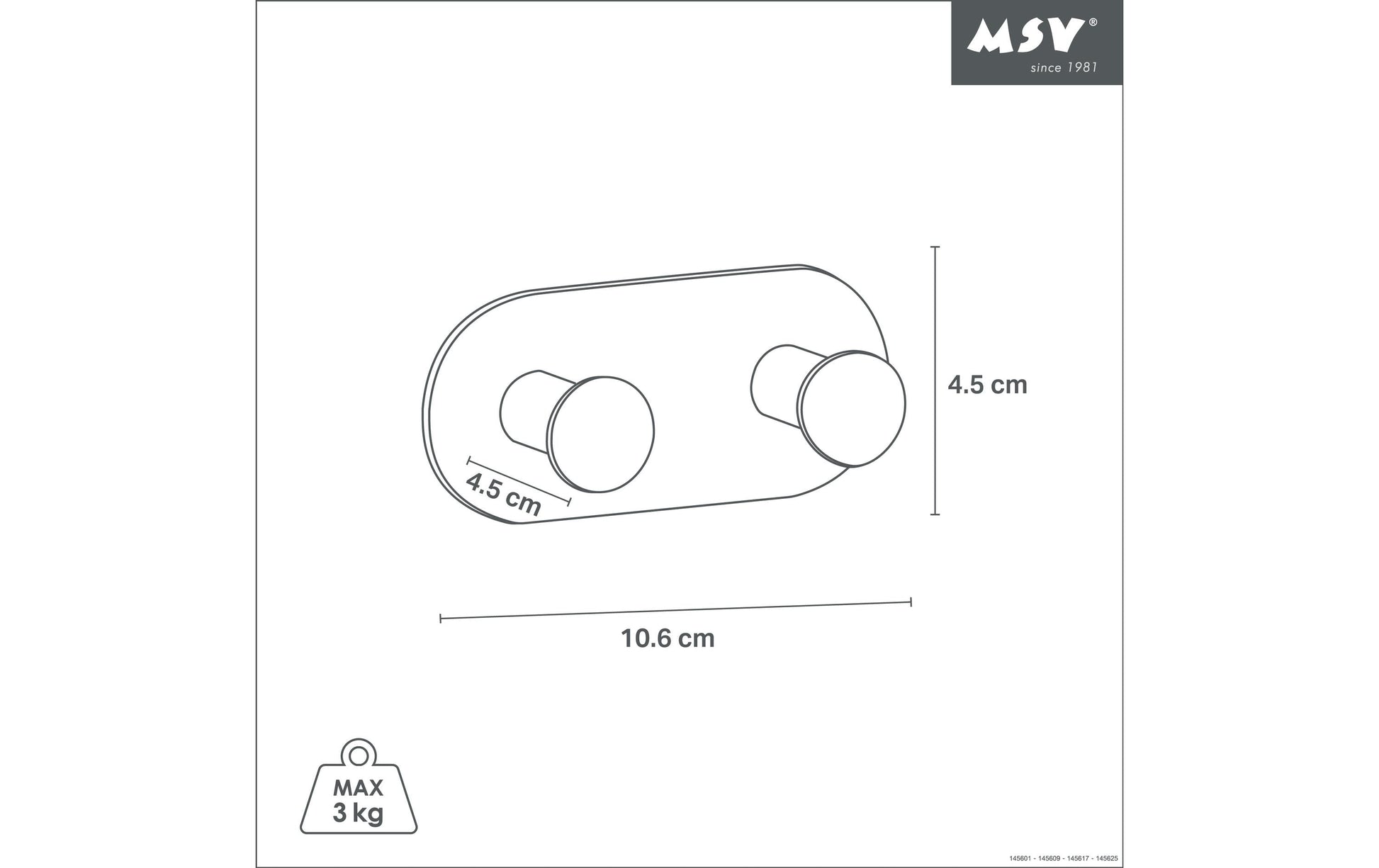 Spirella Klebehaken – Stahl, 2 kg, Klebestreifen, 10,5×4,5 cm, Weiss, 6er-Set