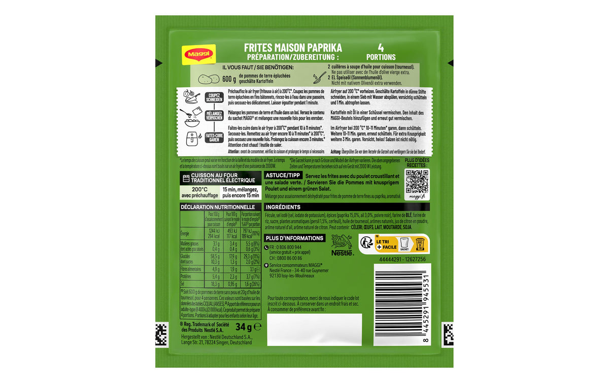 Maggi Gewürzmischung für Pommes frites Paprika – 34 g