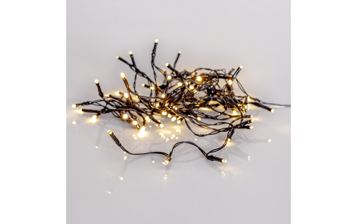 Star Trading Lichterkette – 5,6 m – 35 lm, Warmweiss – IP44 – Netzbetrieb – Starterset, 80 LEDs – Schwarz