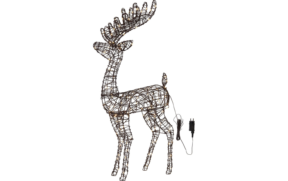Star Trading Dekorative Aussenleuchte Vicke Deer – 115 cm – Warmweiss – IP44 – Netzbetrieb – Braun, Metall