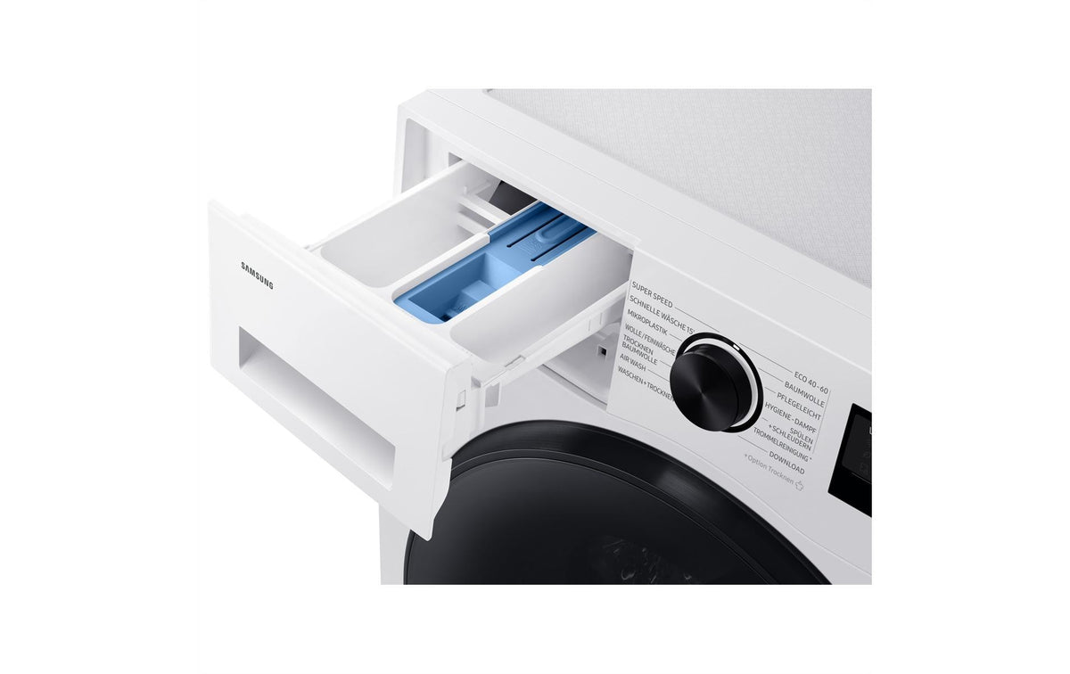 Samsung Frontlader Waschtrockner, WD90HG5U34BEWS, 60 cm × 64,5 cm × 85 cm, Schwarz, Weiss