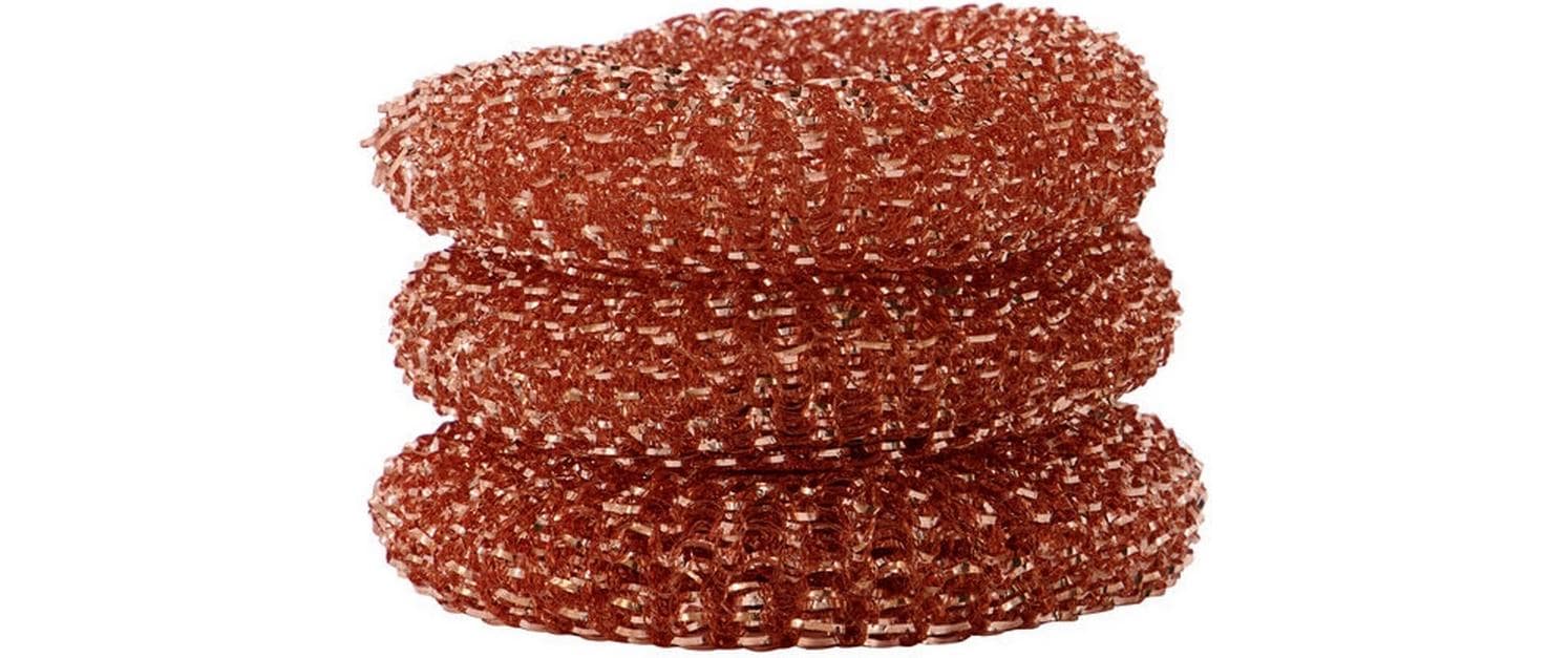 Cisco meraki Kupferschwamm – für Geschirr, für empfindliche Oberflächen, 9 × 9 × 2,5 cm, kupfer, 3 Stk.