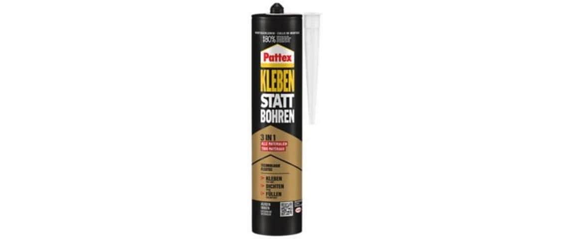 Pattex Montagekleber Kleben statt Bohren 3 in 1 – Weiss – 390 g – Für verschiedene Oberflächen