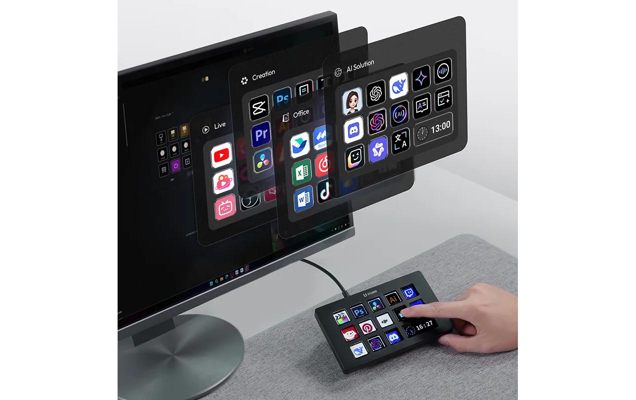 Ulanzi D200H – Keypad-Steuerpult – USB-C kabelgebunden, mit USB-Hub – Schwarz
