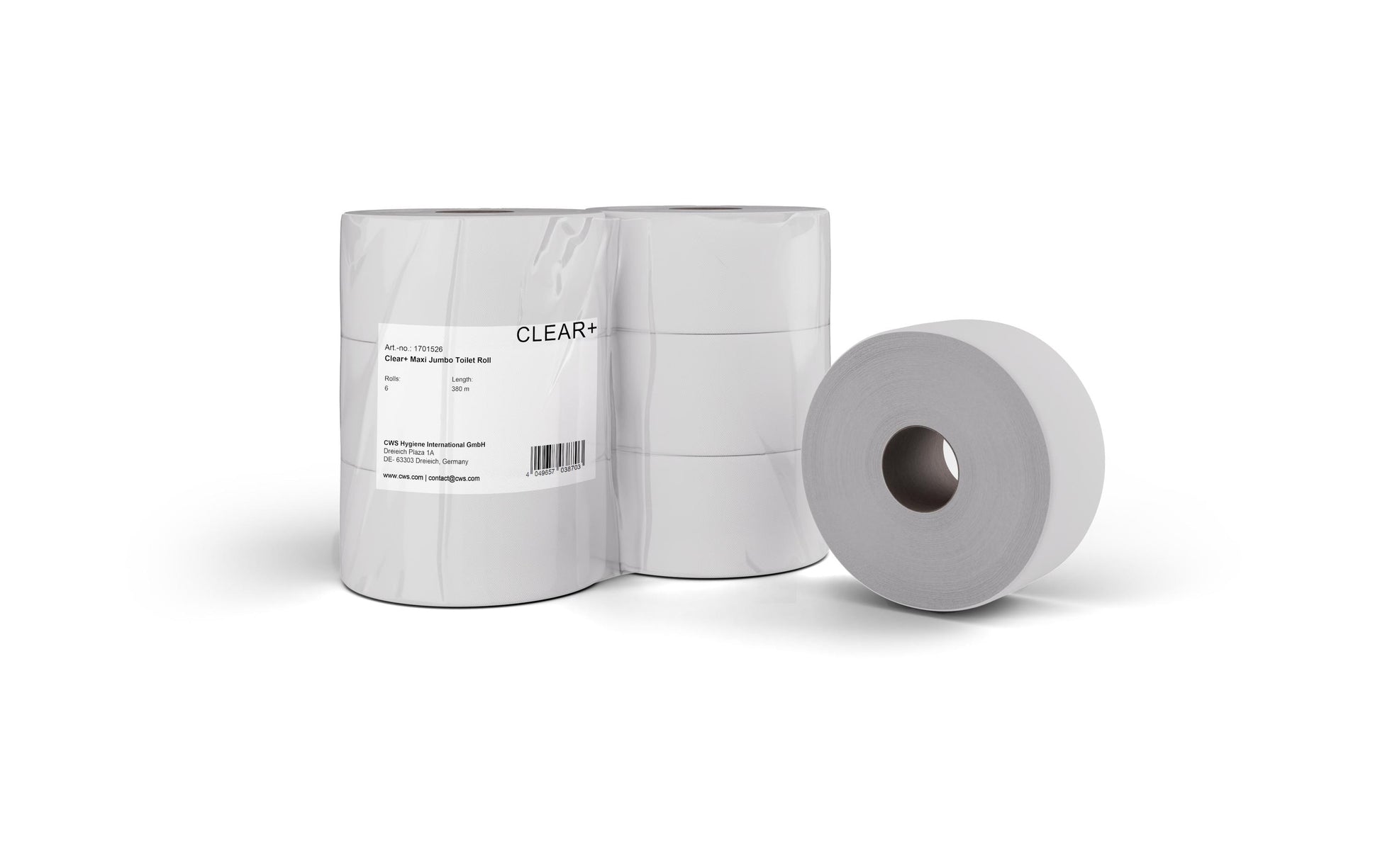 Clear+ by cws Toilettenpapier Jumbo – 2-lagig – 6 Rollen