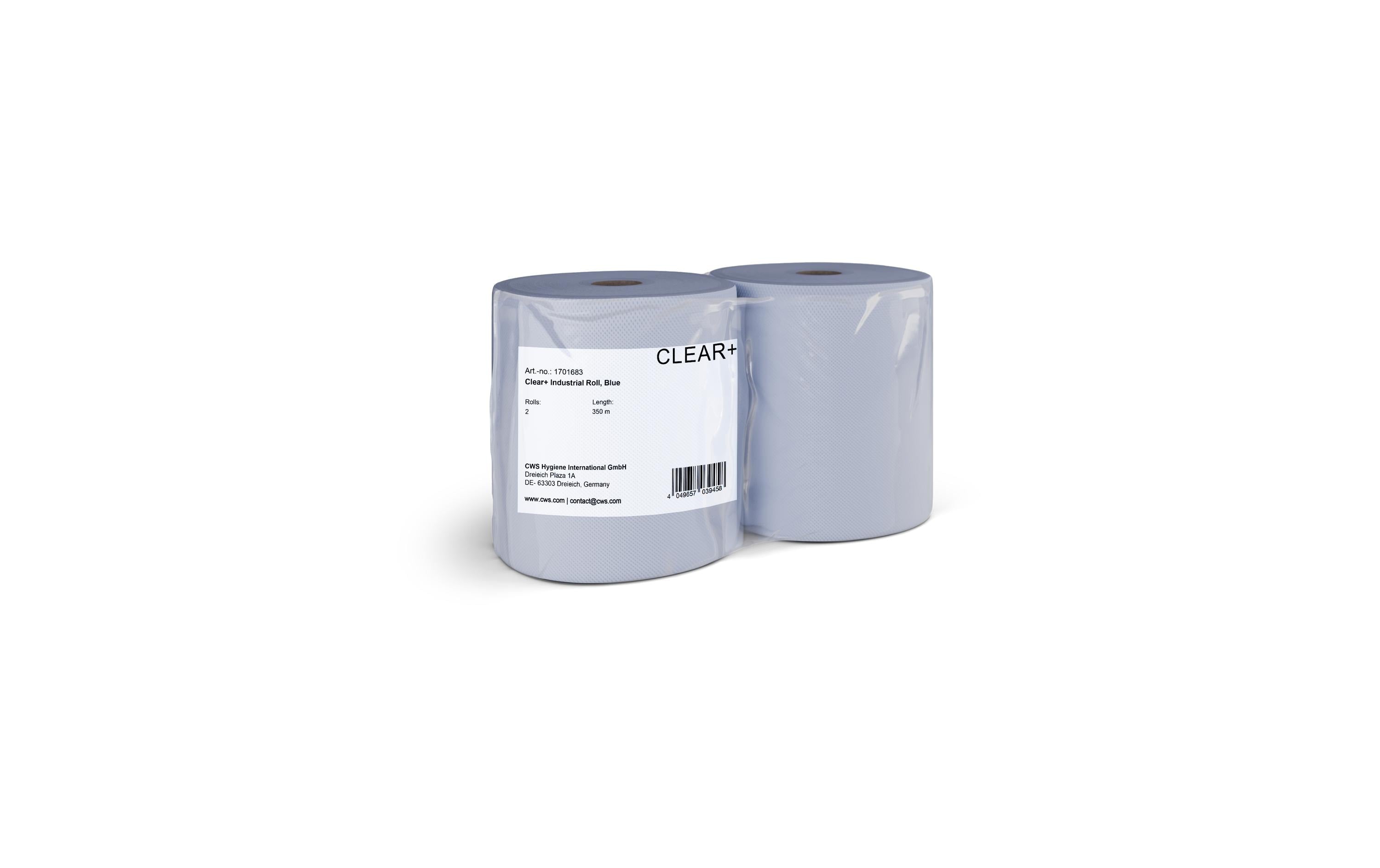 Clear+ by cws Putzrolle – 27,5 cm × 350 m, blau, 2 Rollen