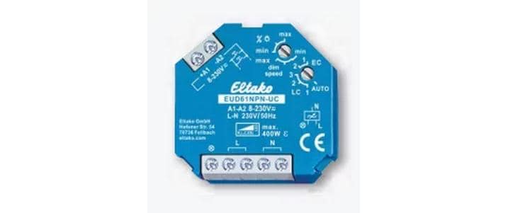 Eltako Dimmaktor – 20–400 VA, 230 V, 1× Tastereingang – Blau – EUD61NPN-UC