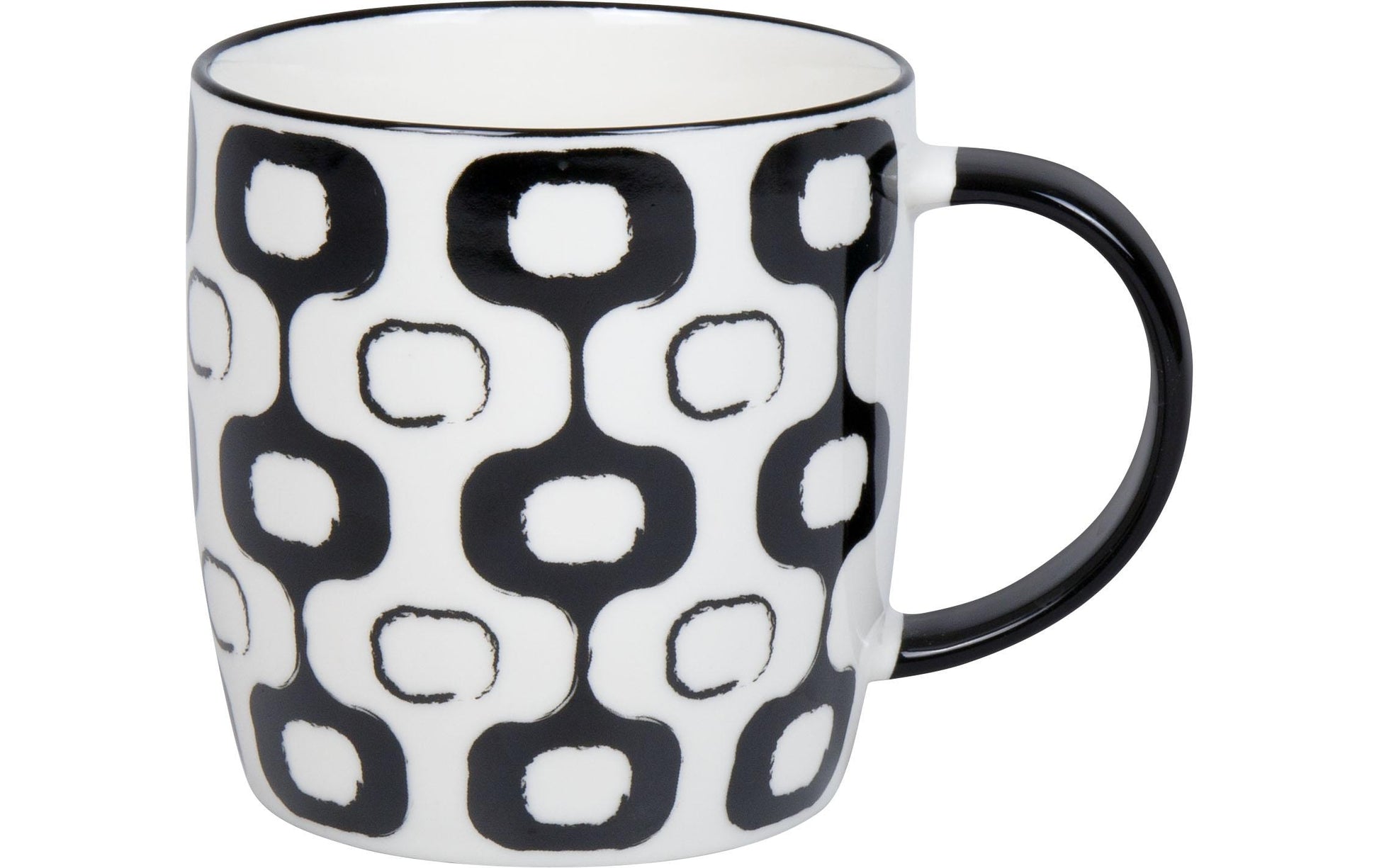 Könitz Porzellan Könitz Kaffeebecher – 4er Set, 300 ml, Ø 8,1 cm, H 9,5 cm, Keramik, Schwarz/Weiss, spülmaschinenfest