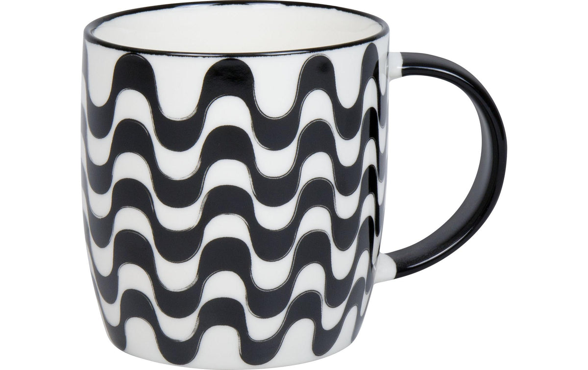 Könitz Porzellan Könitz Kaffeebecher – 4er Set, 300 ml, Ø 8,1 cm, H 9,5 cm, Keramik, Schwarz/Weiss, spülmaschinenfest