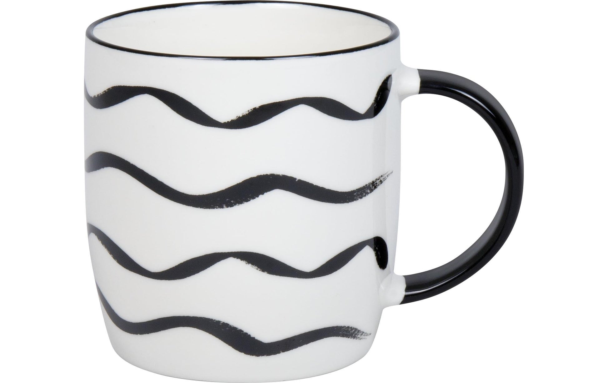 Könitz Porzellan Könitz Kaffeebecher – 4er Set, 300 ml, Ø 8,1 cm, H 9,5 cm, Keramik, Schwarz/Weiss, spülmaschinenfest