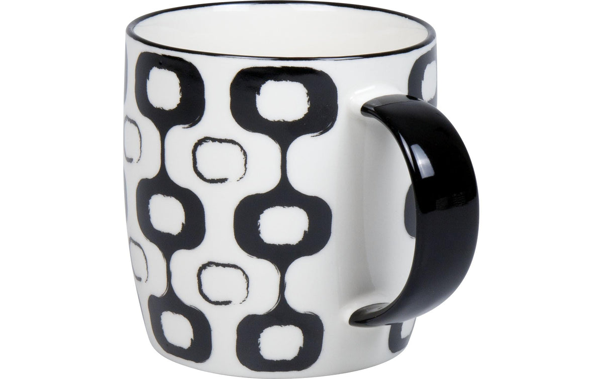 Könitz Porzellan Könitz Kaffeebecher – 4er Set, 300 ml, Ø 8,1 cm, H 9,5 cm, Keramik, Schwarz/Weiss, spülmaschinenfest