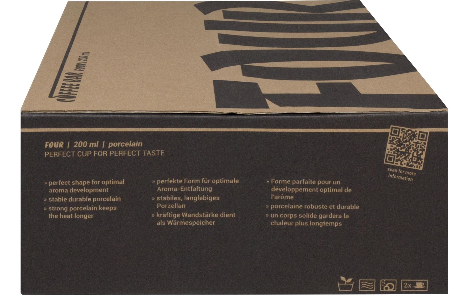 Könitz Porzellan Könitz Cappuccinotasse Coffee Bar FOUR – 2er Set, 200 ml, Porzellan, spülmaschinenfest