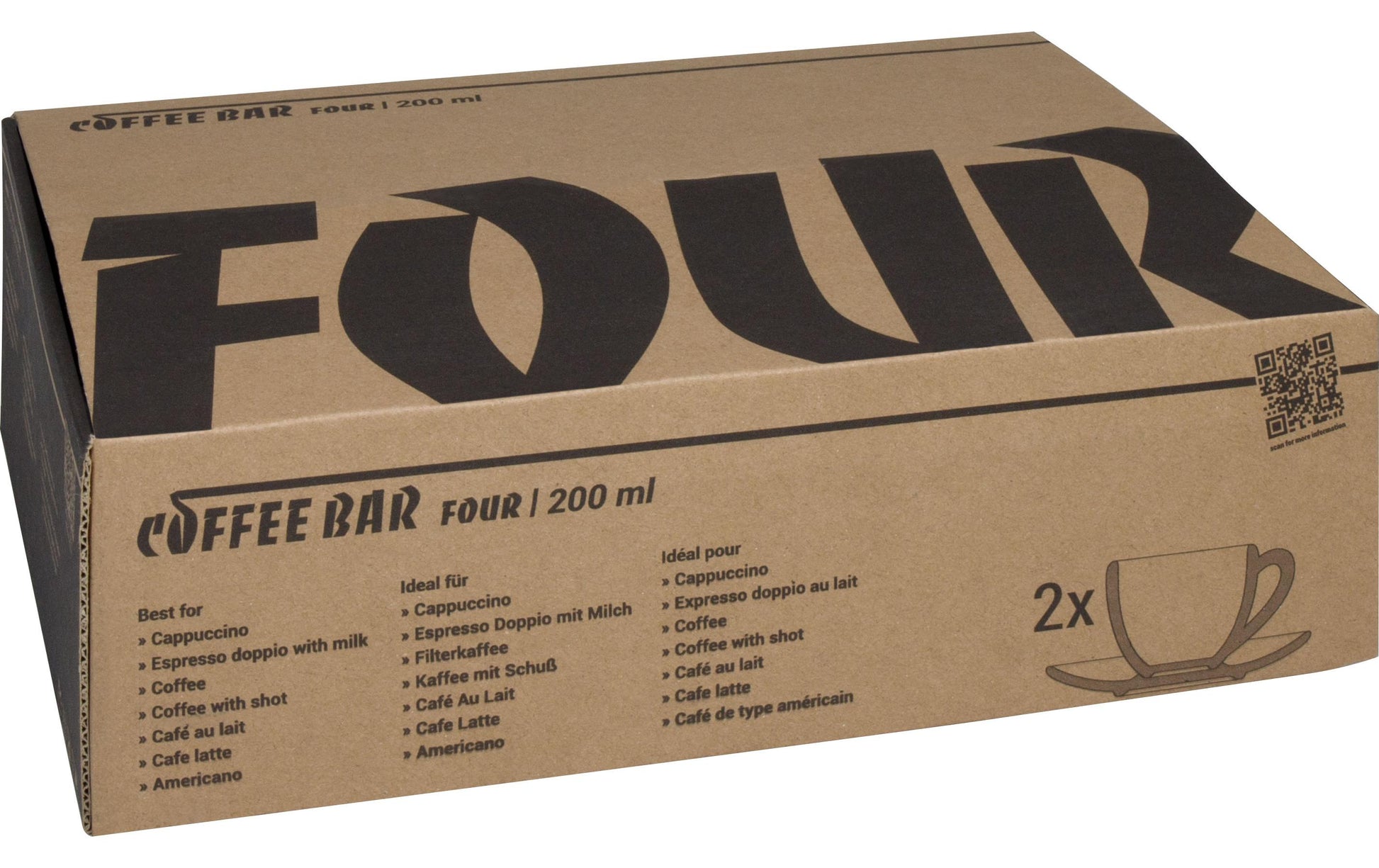Könitz Porzellan Könitz Cappuccinotasse Coffee Bar FOUR – 2er Set, 200 ml, Porzellan, spülmaschinenfest