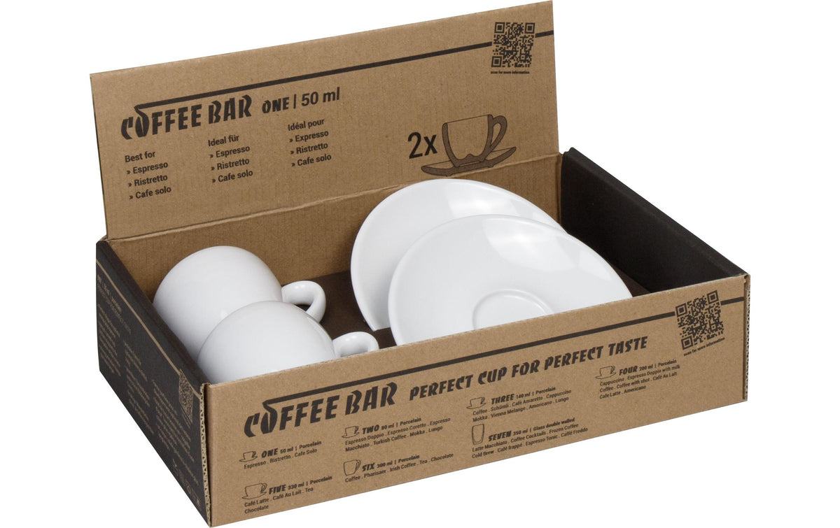 Könitz Porzellan Könitz Espressotasse – 2er Set, 50 ml, Porzellan, Weiss, spülmaschinenfest, mikrowellengeeignet