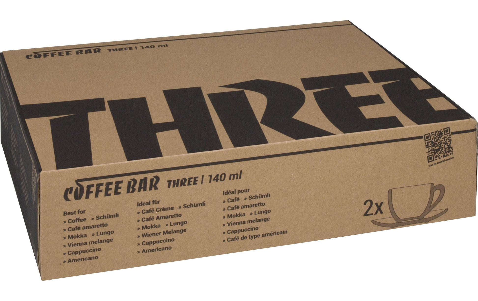 Könitz Porzellan Könitz Cappuccinotasse mit Unterteller Coffee Bar THREE – 2er Set, 140 ml, Porzellan, spülmaschinenfest