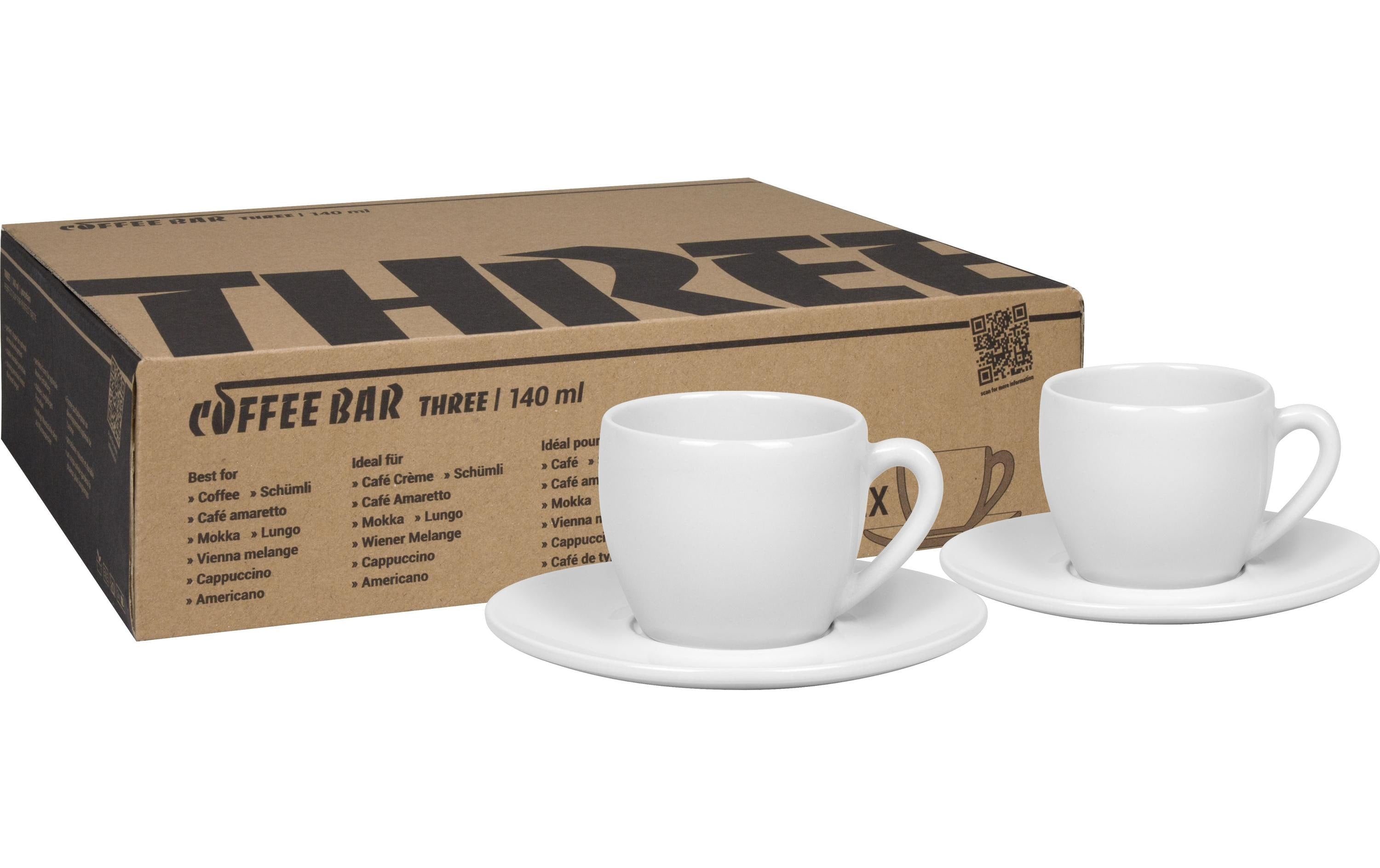 Könitz Porzellan Könitz Cappuccinotasse mit Unterteller Coffee Bar THREE – 2er Set, 140 ml, Porzellan, spülmaschinenfest