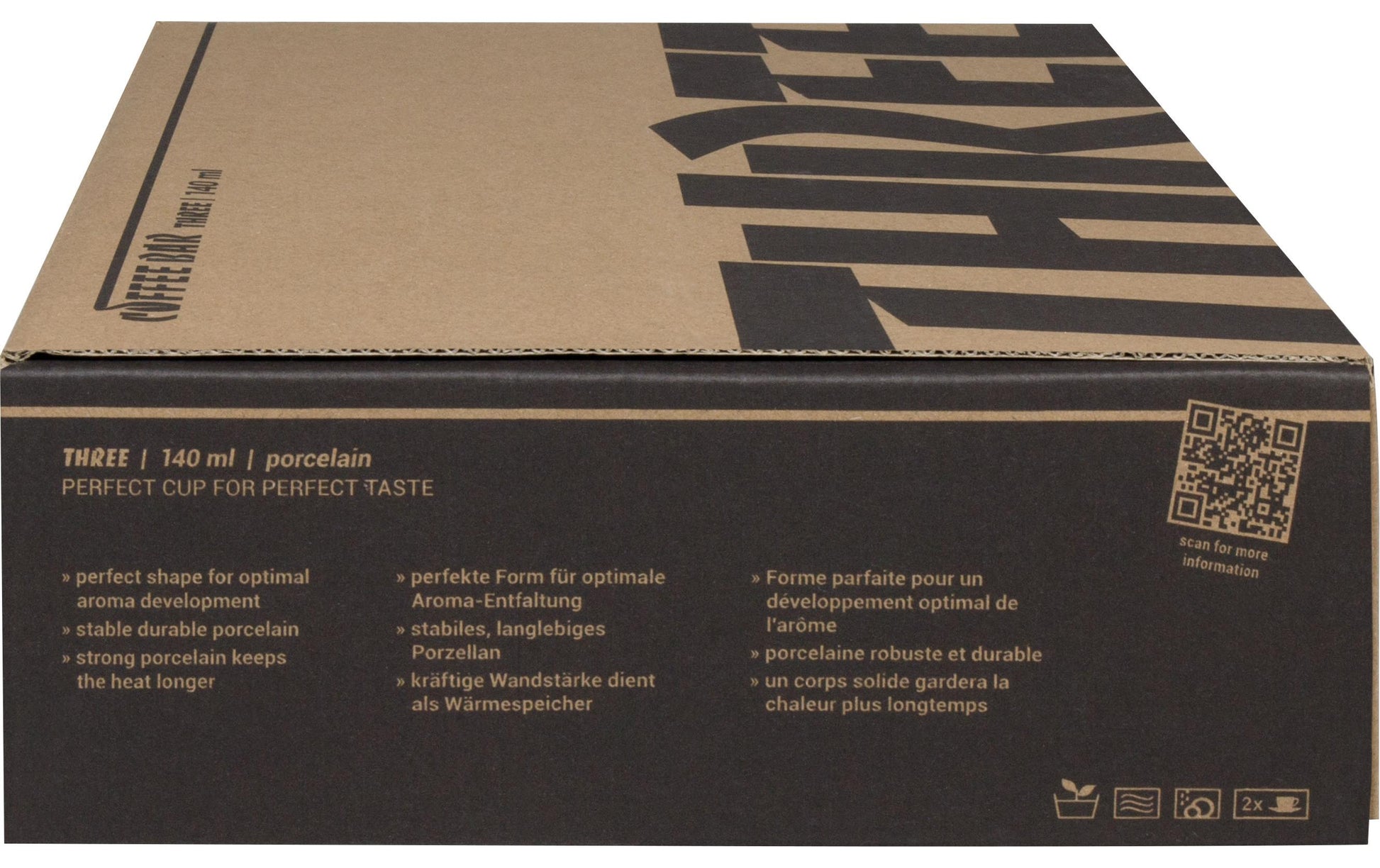 Könitz Porzellan Könitz Cappuccinotasse mit Unterteller Coffee Bar THREE – 2er Set, 140 ml, Porzellan, spülmaschinenfest