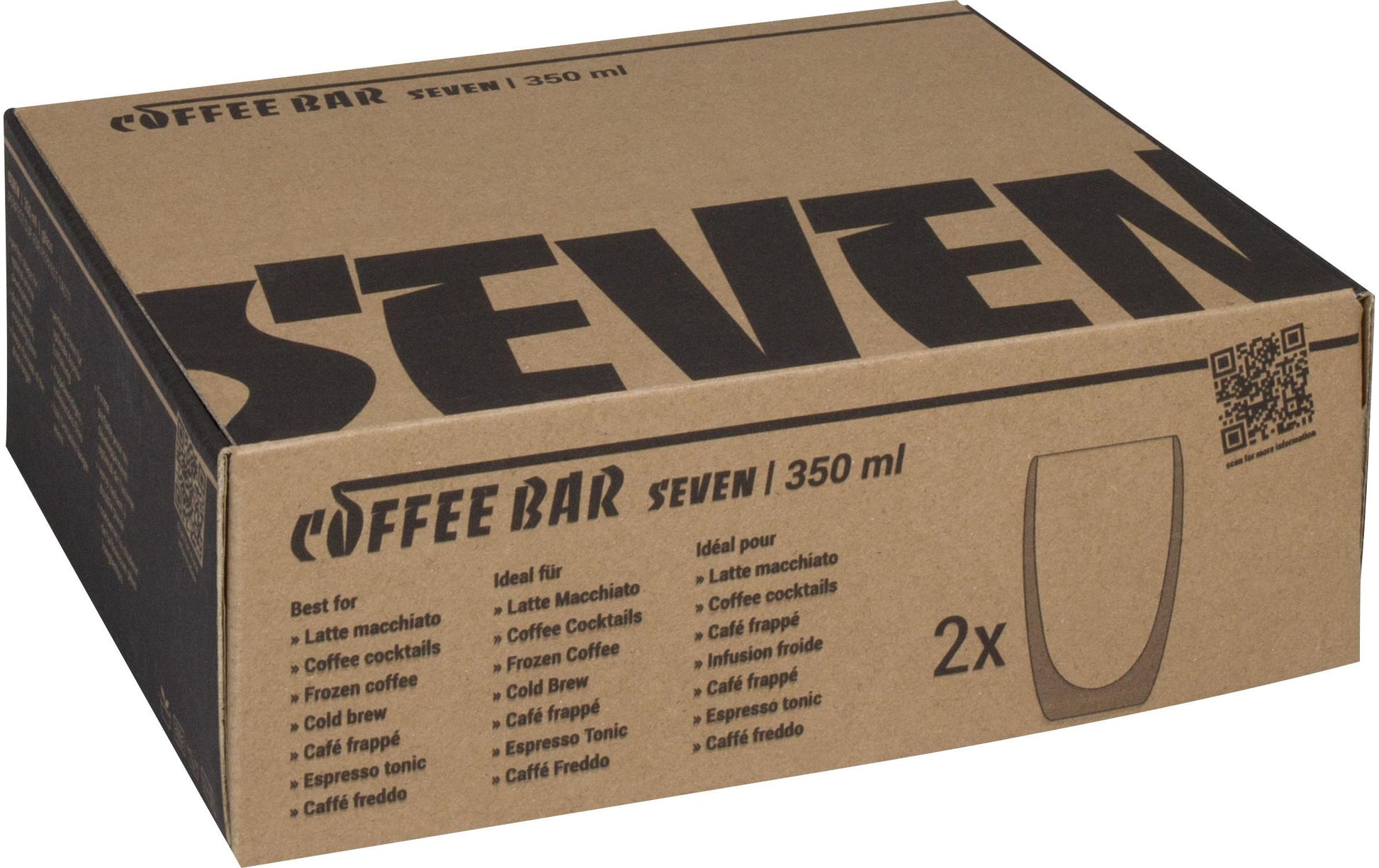 Könitz Porzellan Könitz Latte Macchiato Becher Coffee Bar SEVEN – 2er Set, 350 ml, H 13 cm, Glas, doppelwandig