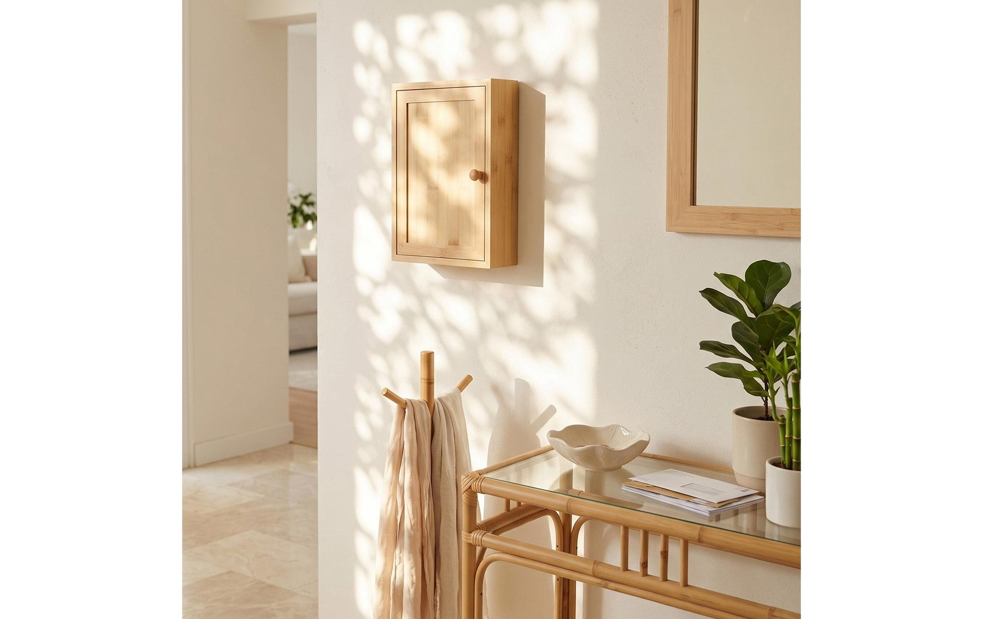 Relaxdays Schlüsselkasten, Bambus/Eisen, Hellbraun, 195 × 60 × 270 mm