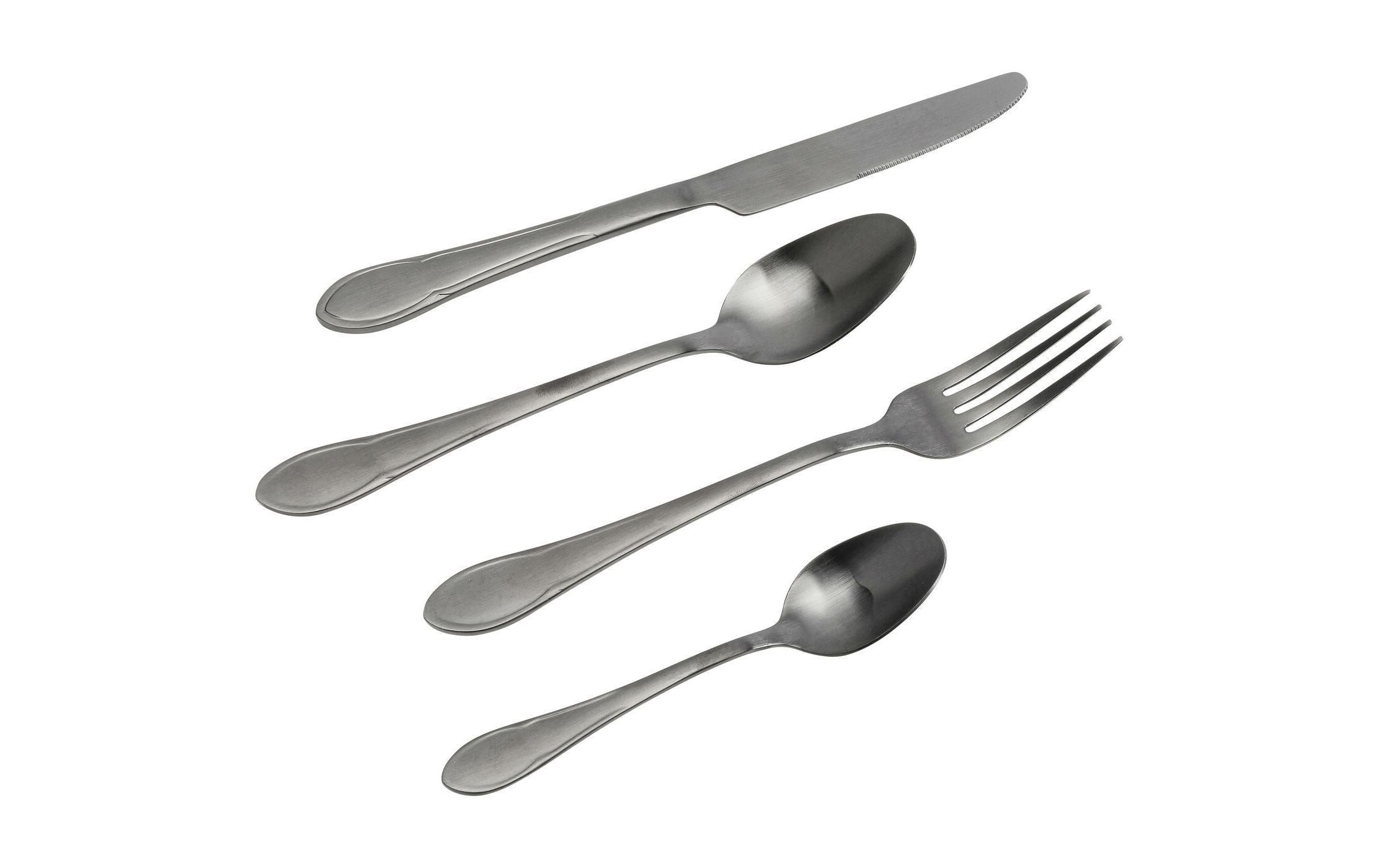 KARE Design Cucina Besteck-Set – 16-teilig, 25 cm, Edelstahl, Graphit matt