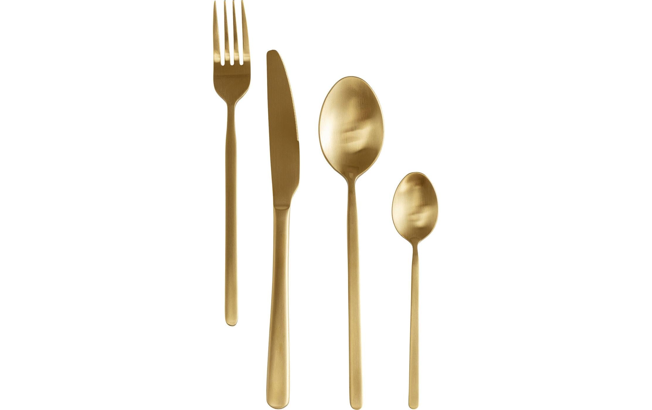 KARE Design Gloria Besteck-Set – 16-teilig, 26 cm, Edelstahl, Gold, matt