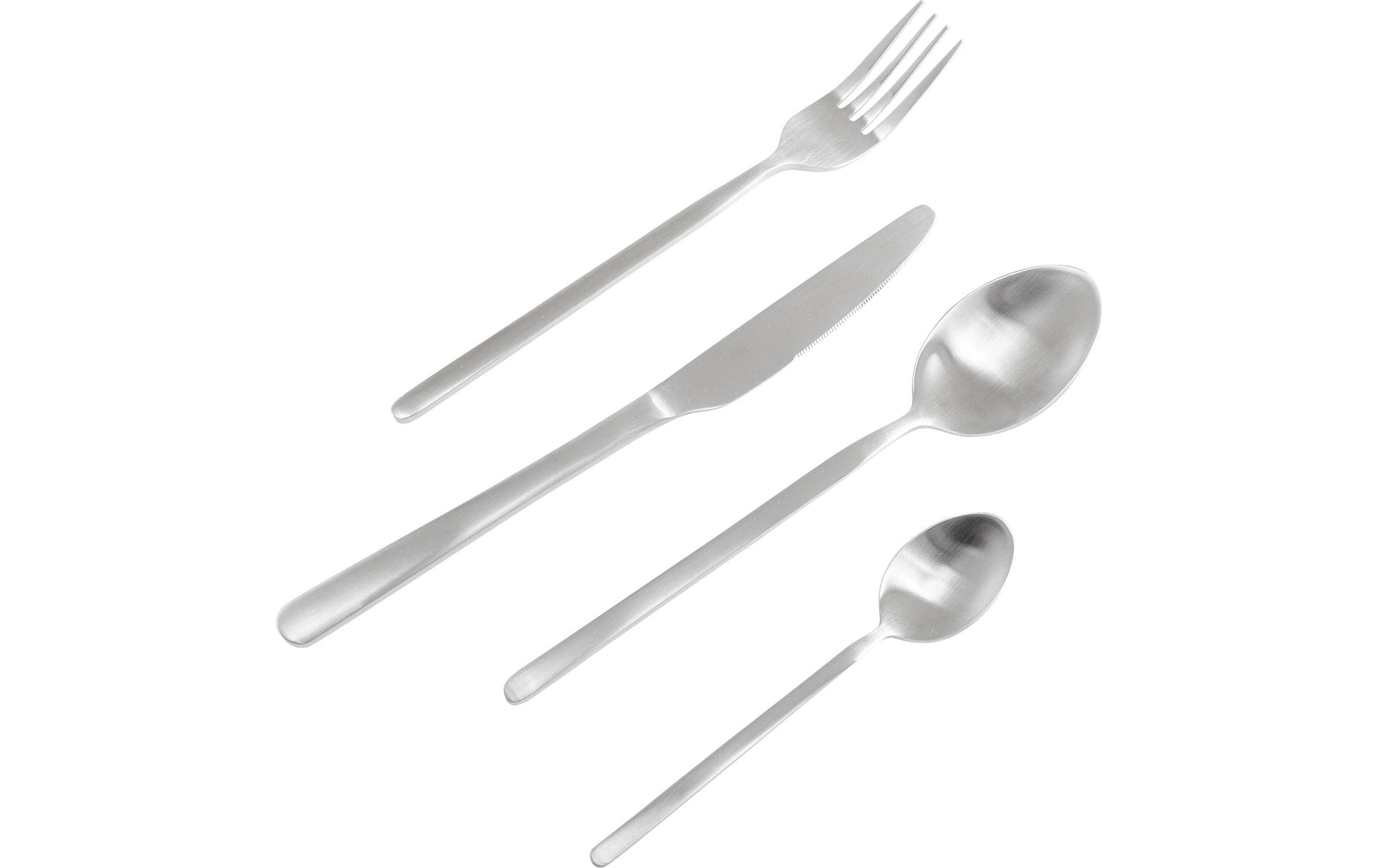 KARE Design Besteck-Set – 16-teilig, 26 cm, Edelstahl, Silber, matt