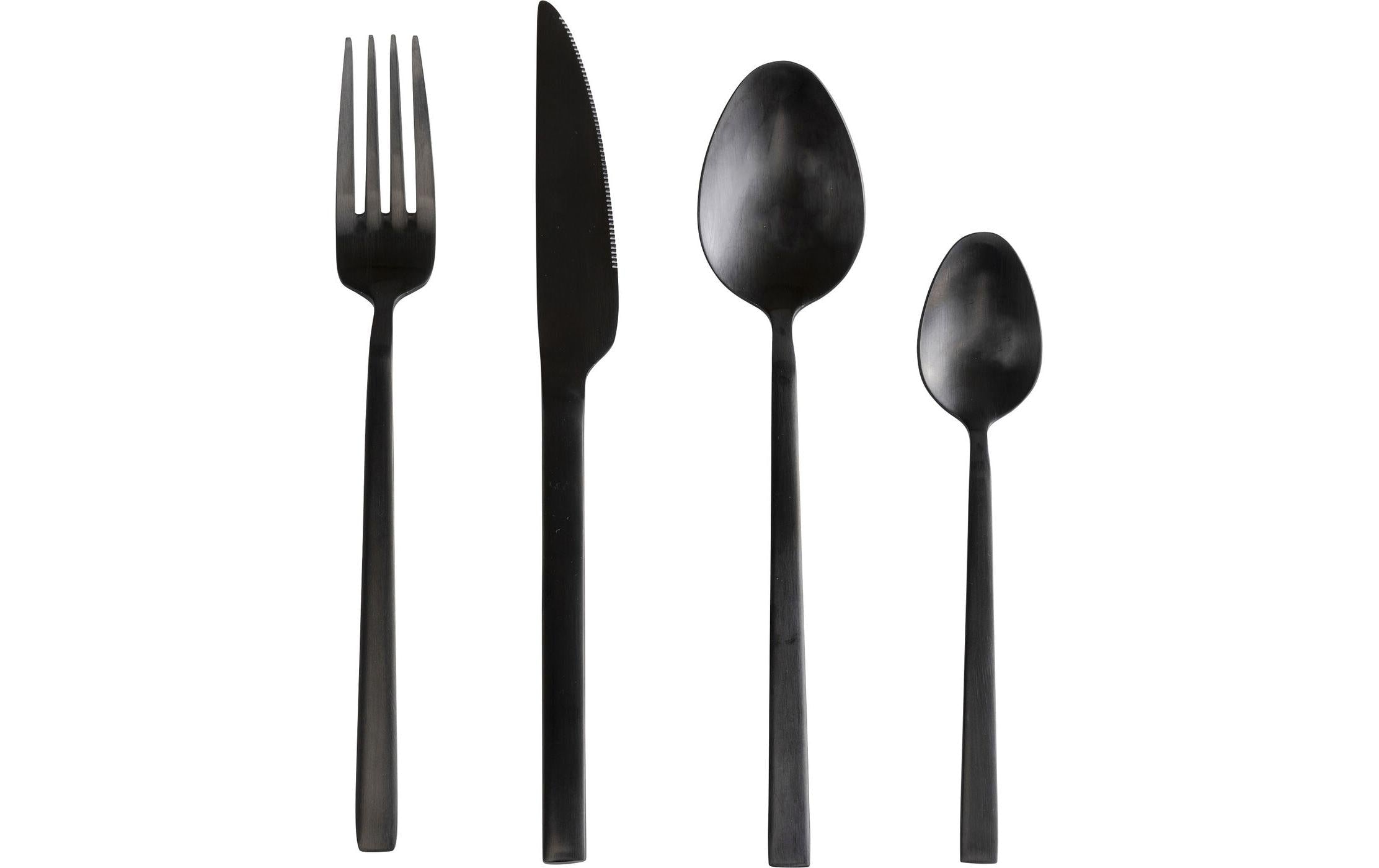 KARE Design Gloria Besteck-Set – 16-teilig, 26 cm, Edelstahl, Schwarz matt