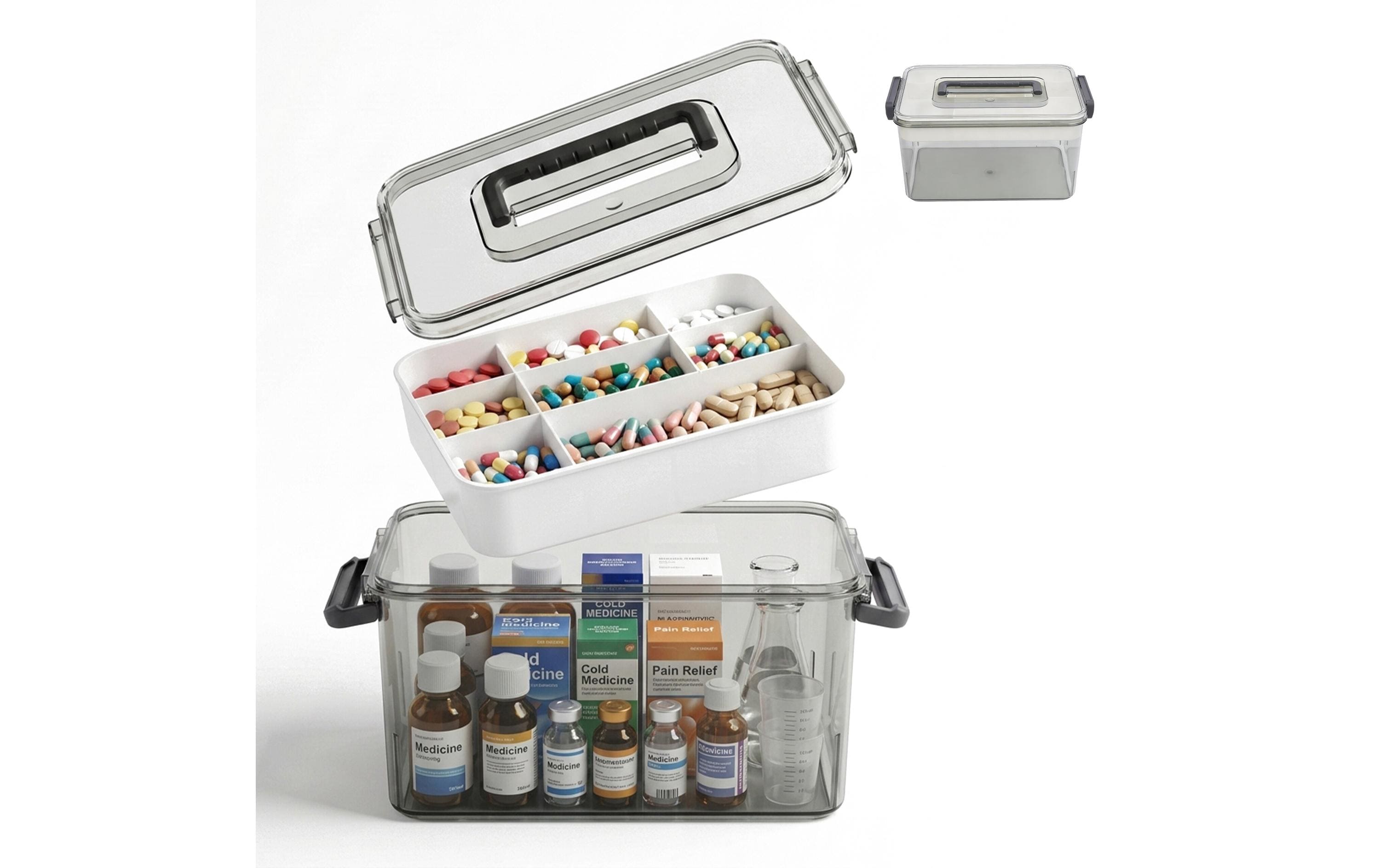 Relaxdays Medizinbox – Kunststoff – transparent – 290 × 170 × 210 mm