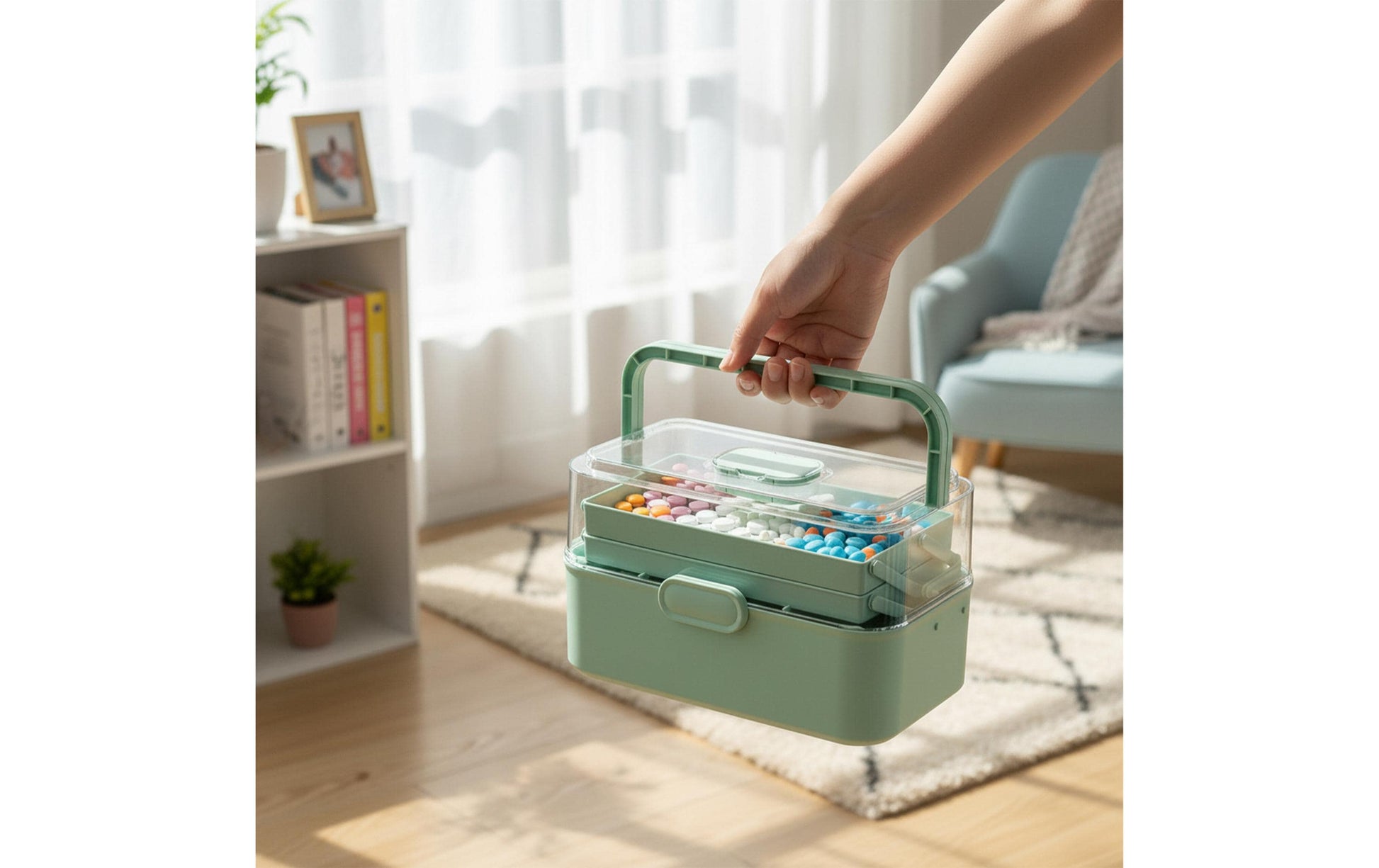 Relaxdays Aufbewahrungsbox (mit Deckel) – Kunststoff – Grün – 285 × 170 × 155 mm