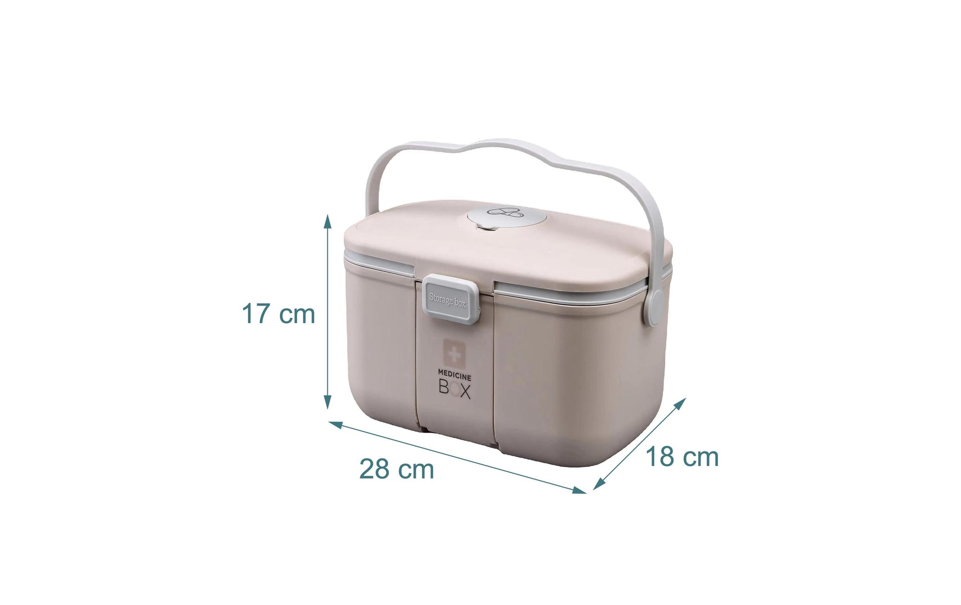 Relaxdays Medizinbox Aufbewahrungsbox – Kunststoff – Beige/Grau – 280 × 170 × 180 mm