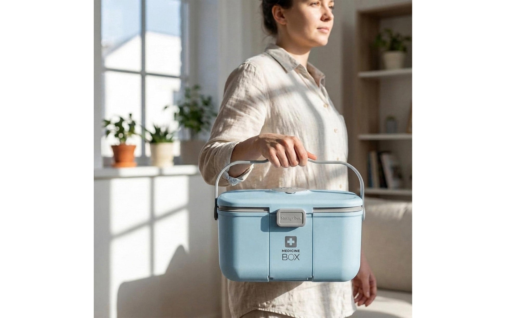 Relaxdays Aufbewahrungsbox – Kunststoff – Blau/Grau – 280 × 170 × 180 mm